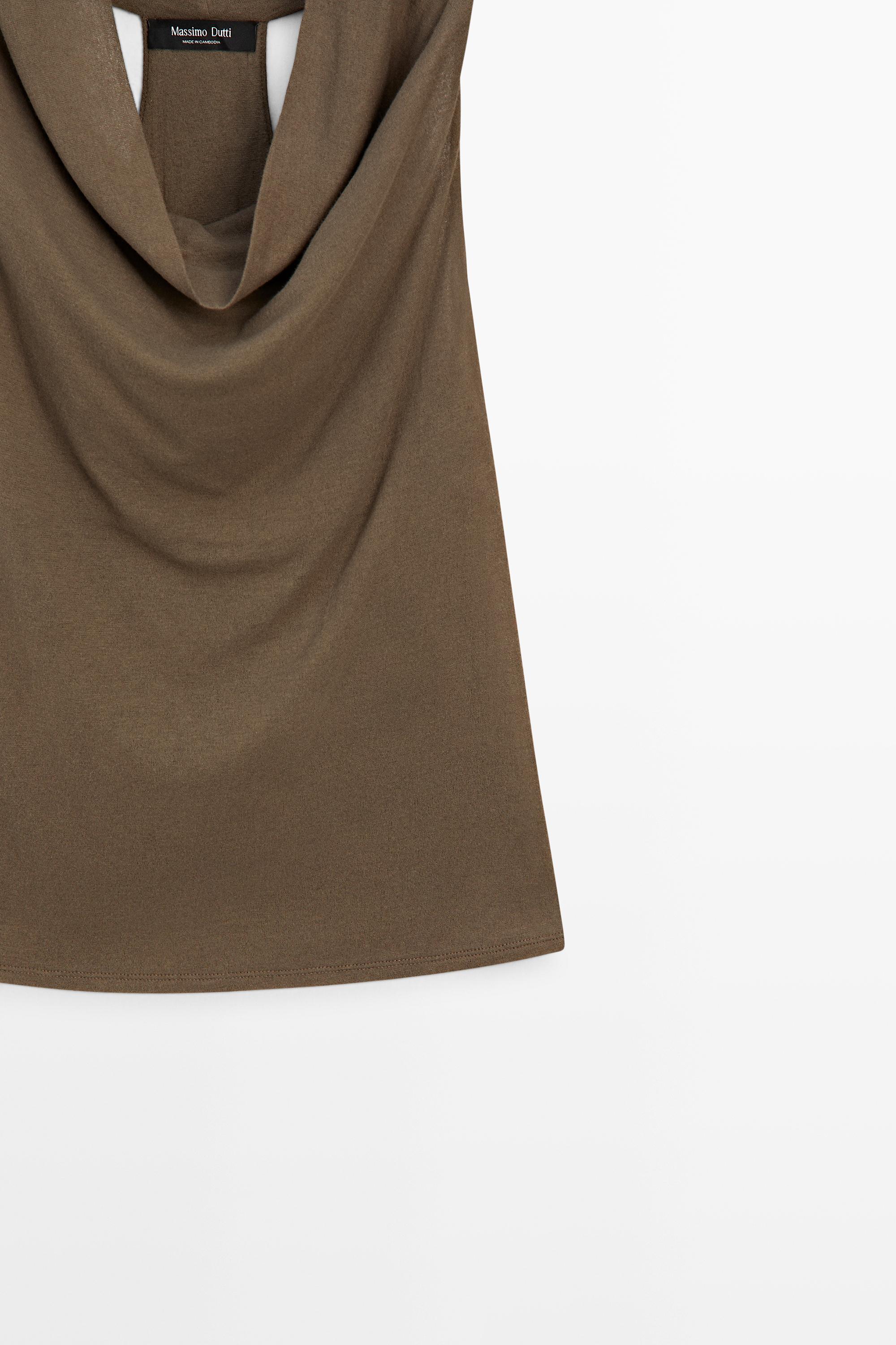 100% cotton draped top — MOLE BROWN