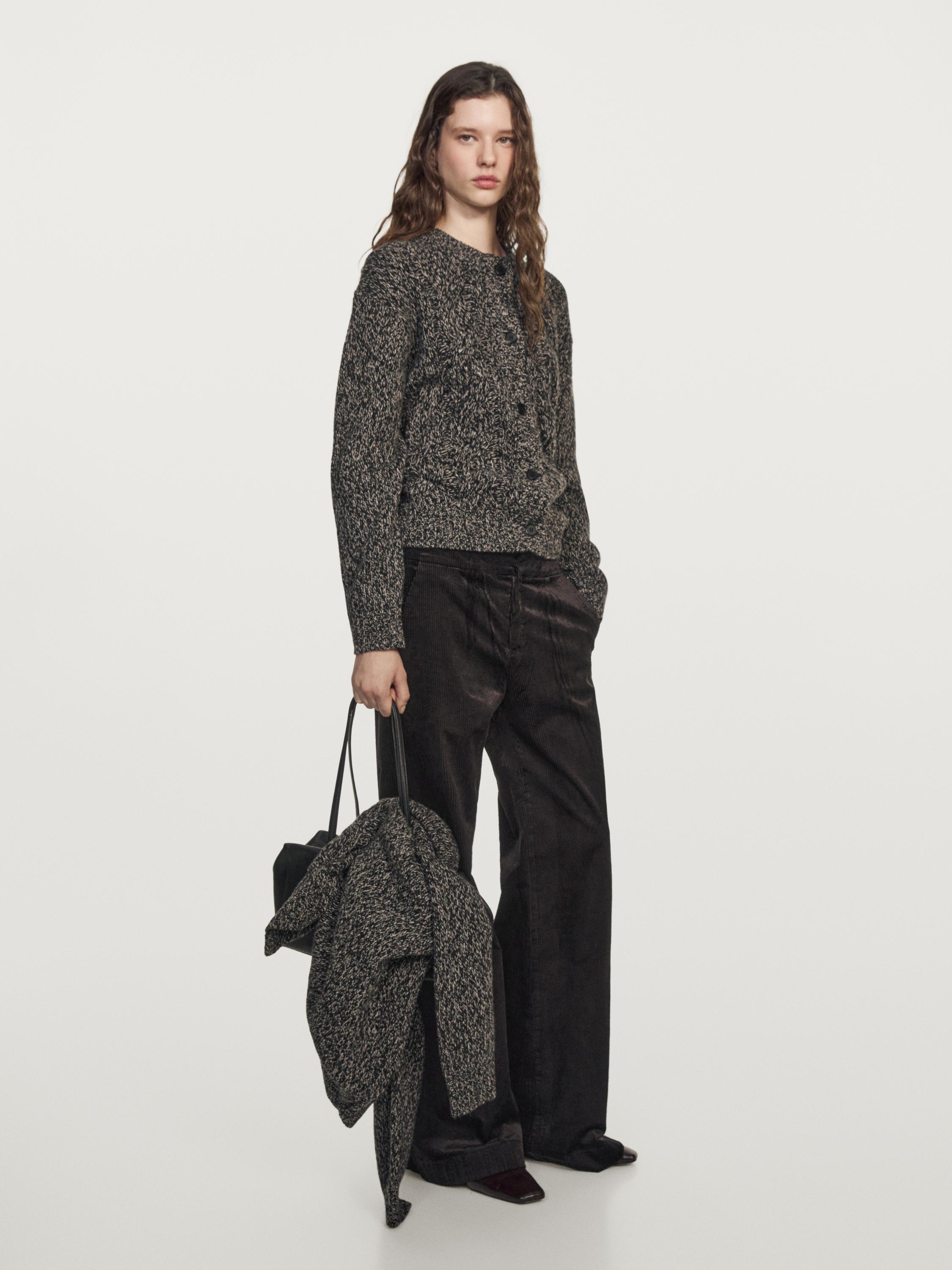 Cable-knit wool blend cardigan