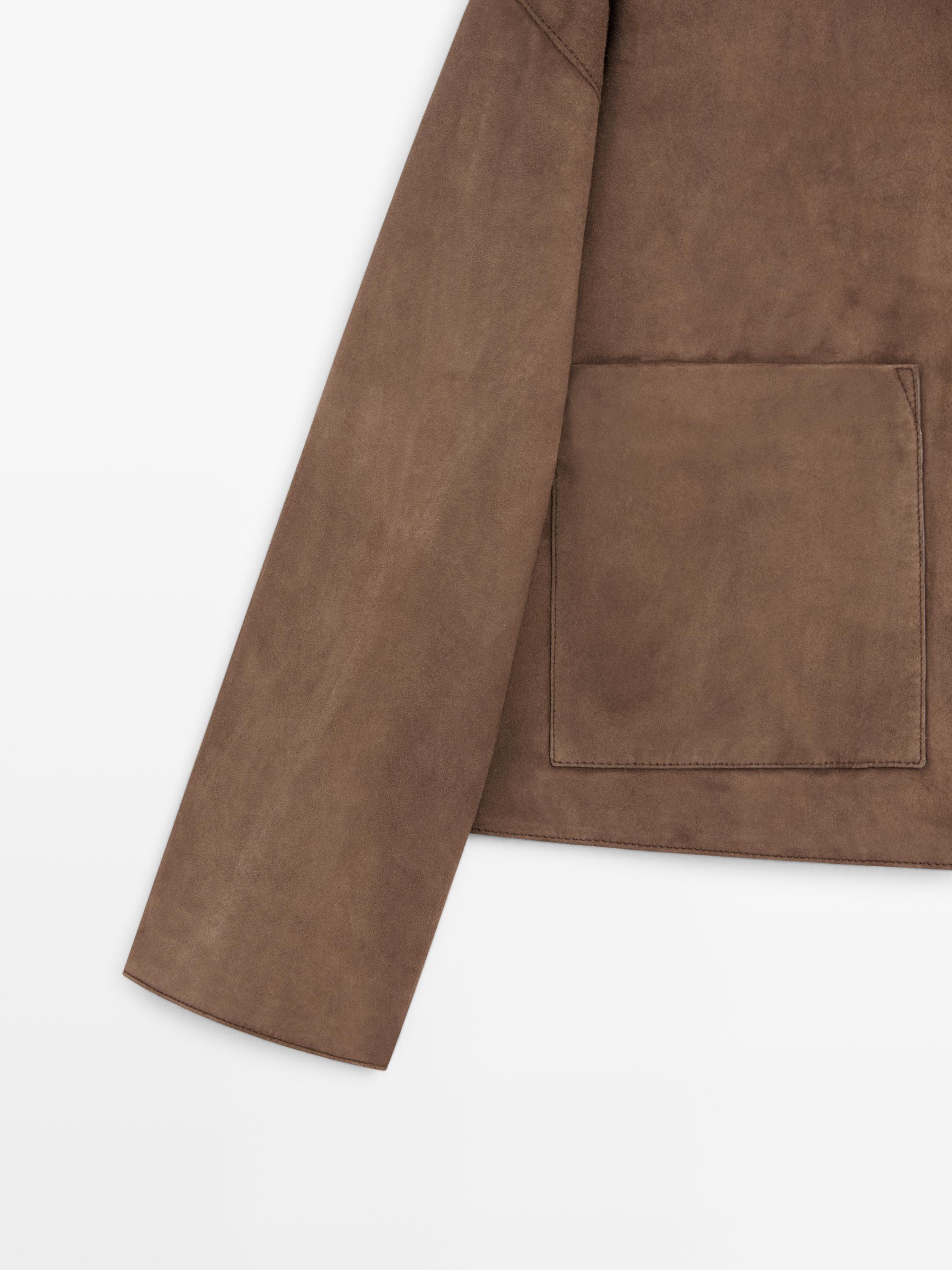 Flowing suede leather jacket — MOLE BROWN