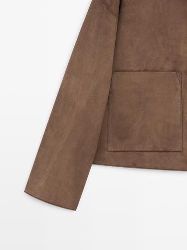 Flowing suede leather jacket — MOLE BROWN 6