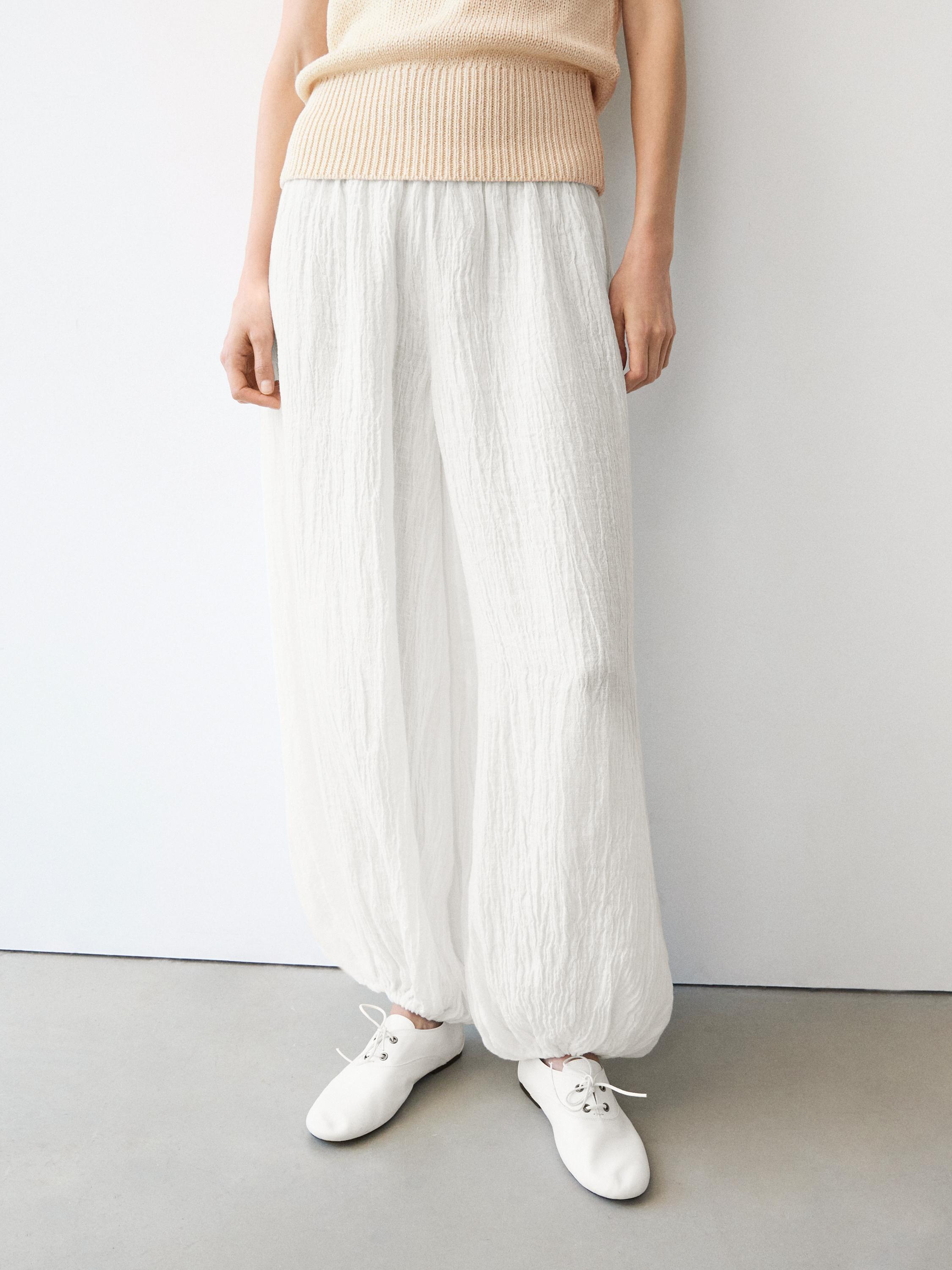 Linen sarouel trousers — Off white