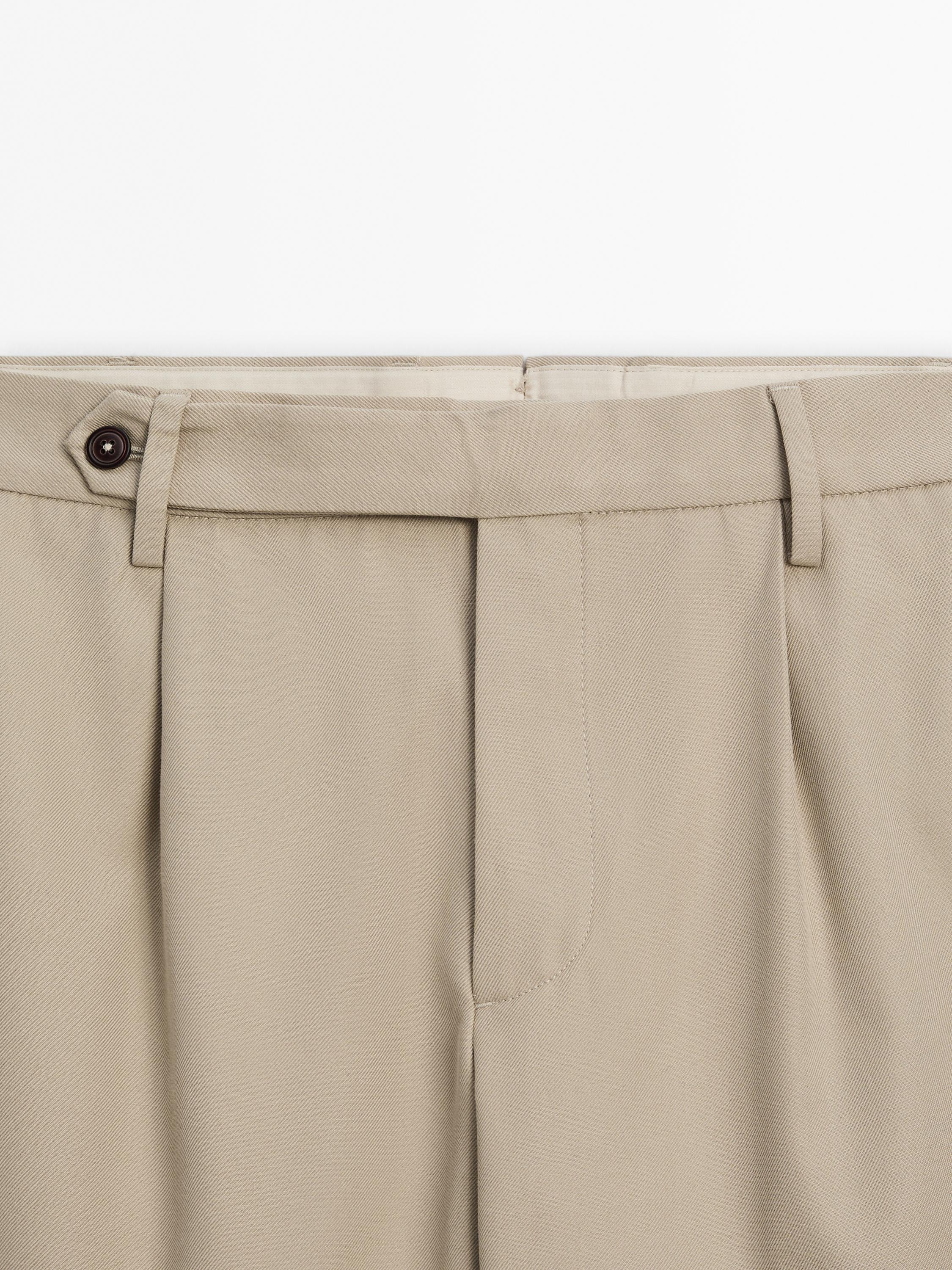 Cotton blend darted trousers