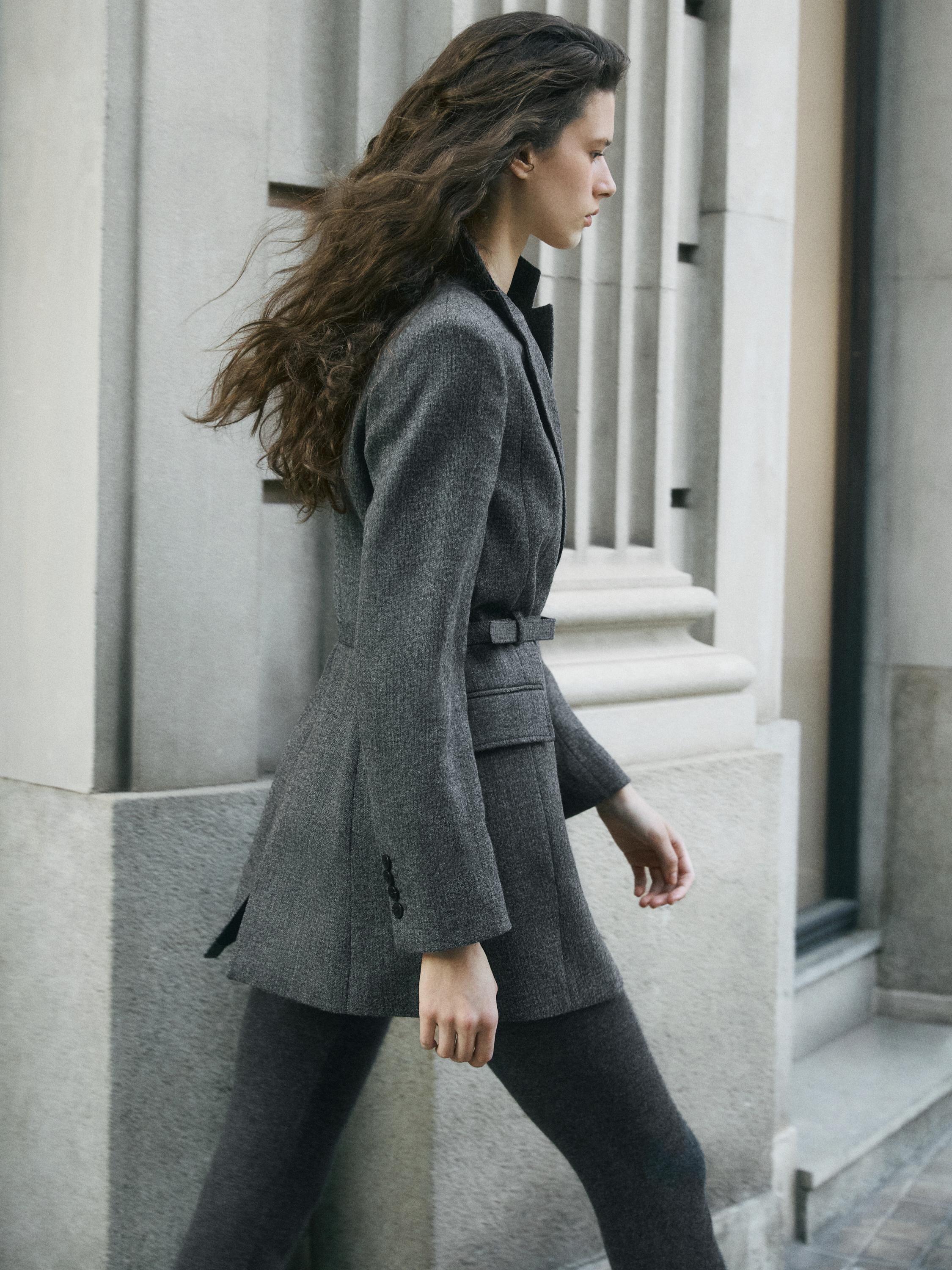 Long striped wool blend blazer