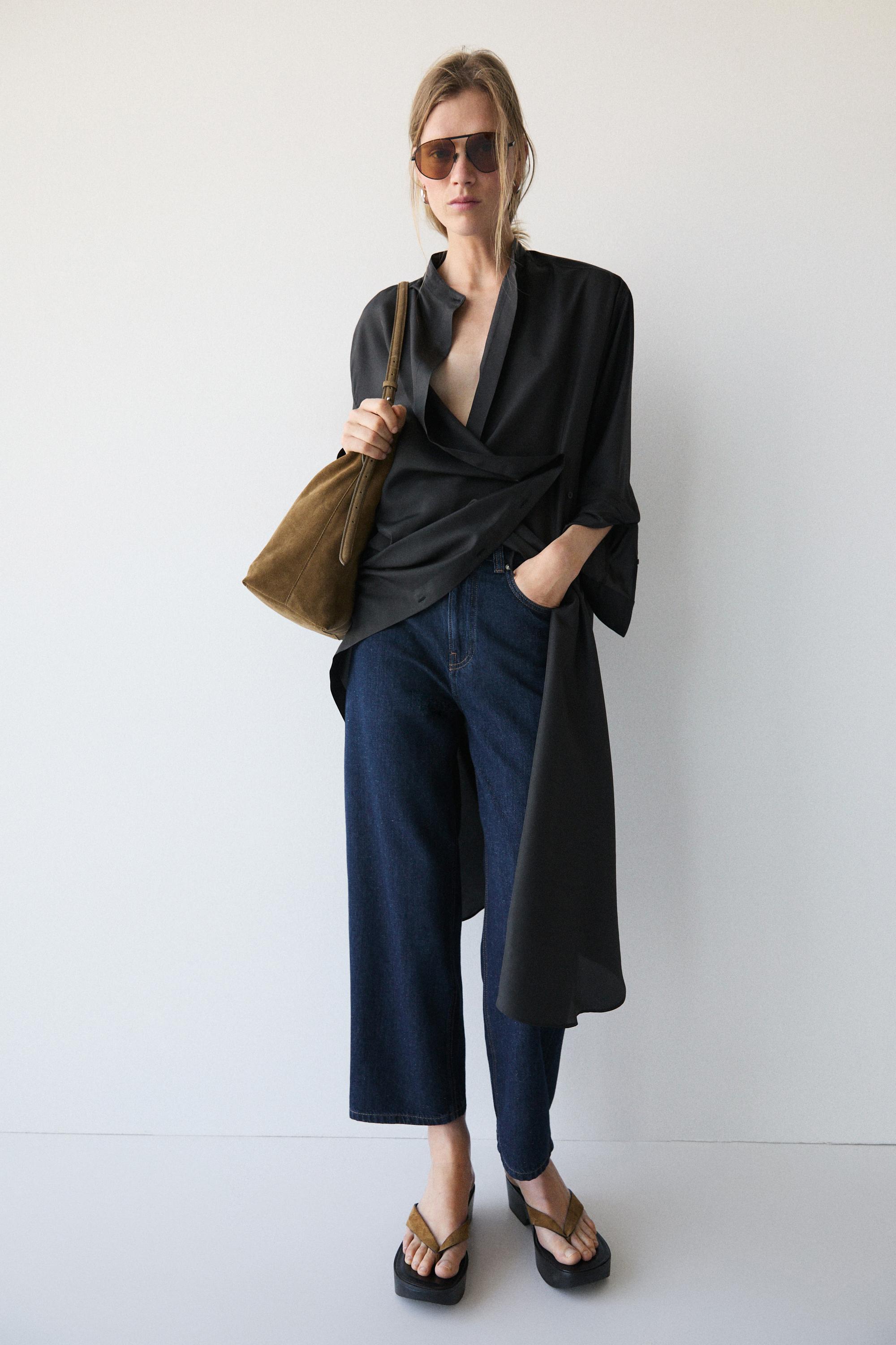 Mid-rise wide-leg cropped jeans — DARK BLUE