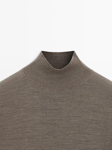 100% wool mock neck knit sweater — GREEN MARL 9