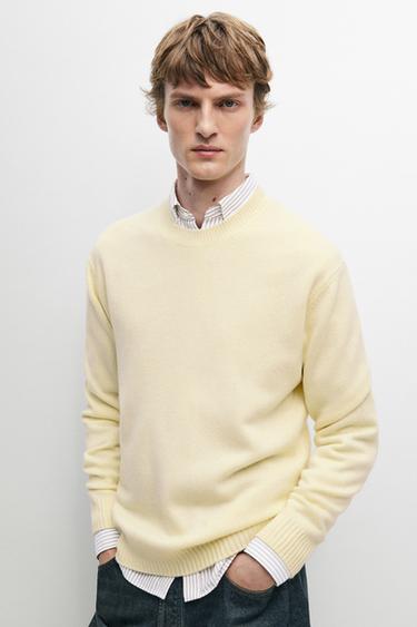 Cashmere round neck knit sweater — CREAM 3
