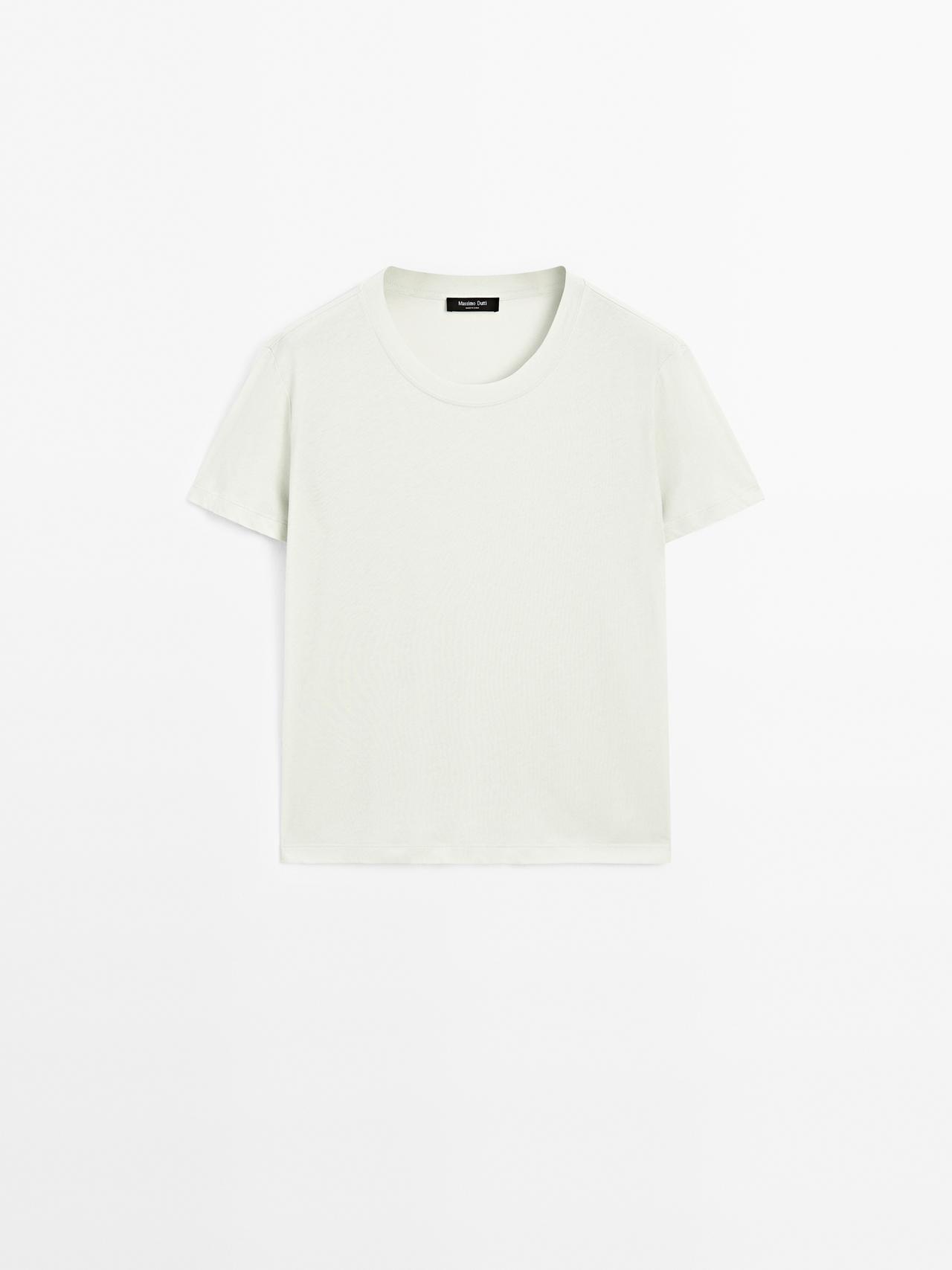 Massimo Dutti - Dame - Let, Kortærmet T-Shirt - Havgrøn - L