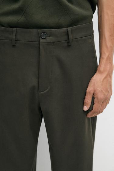 Cotton blend slim fit pants — KHAKI 8