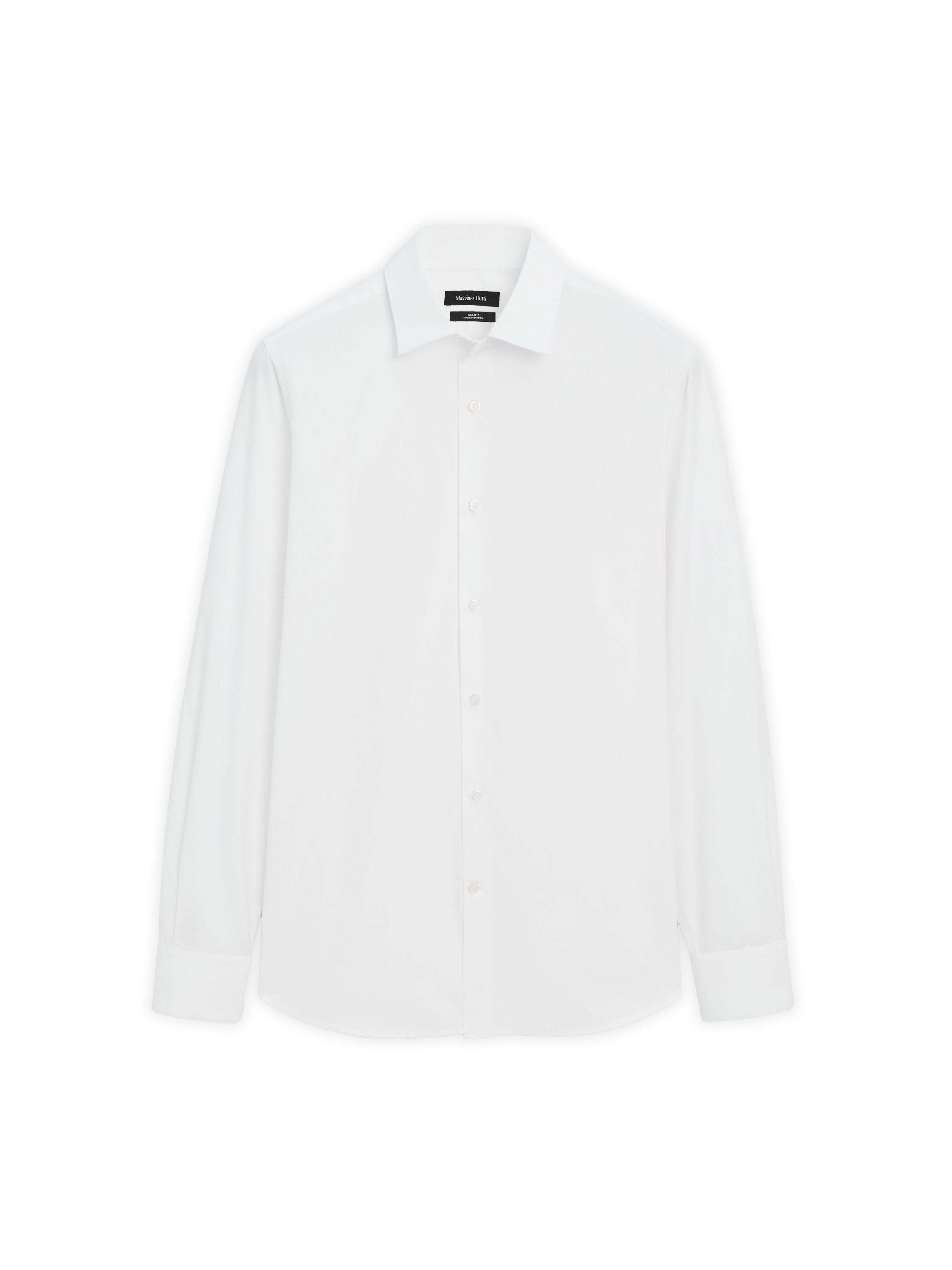 Slim fit 100% cotton poplin shirt — WHITE