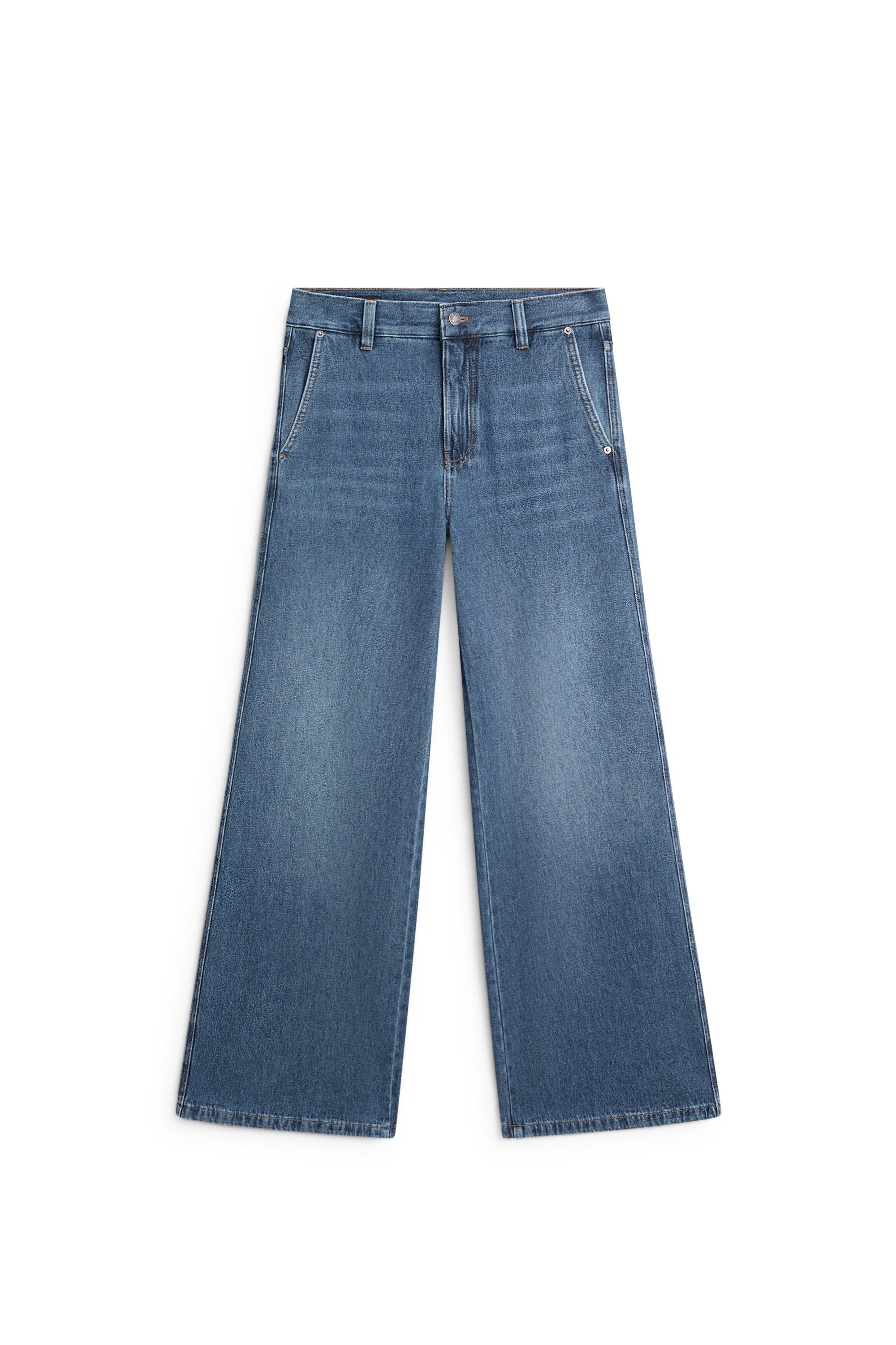 Mid-waist wide-leg jeans — Light Blue