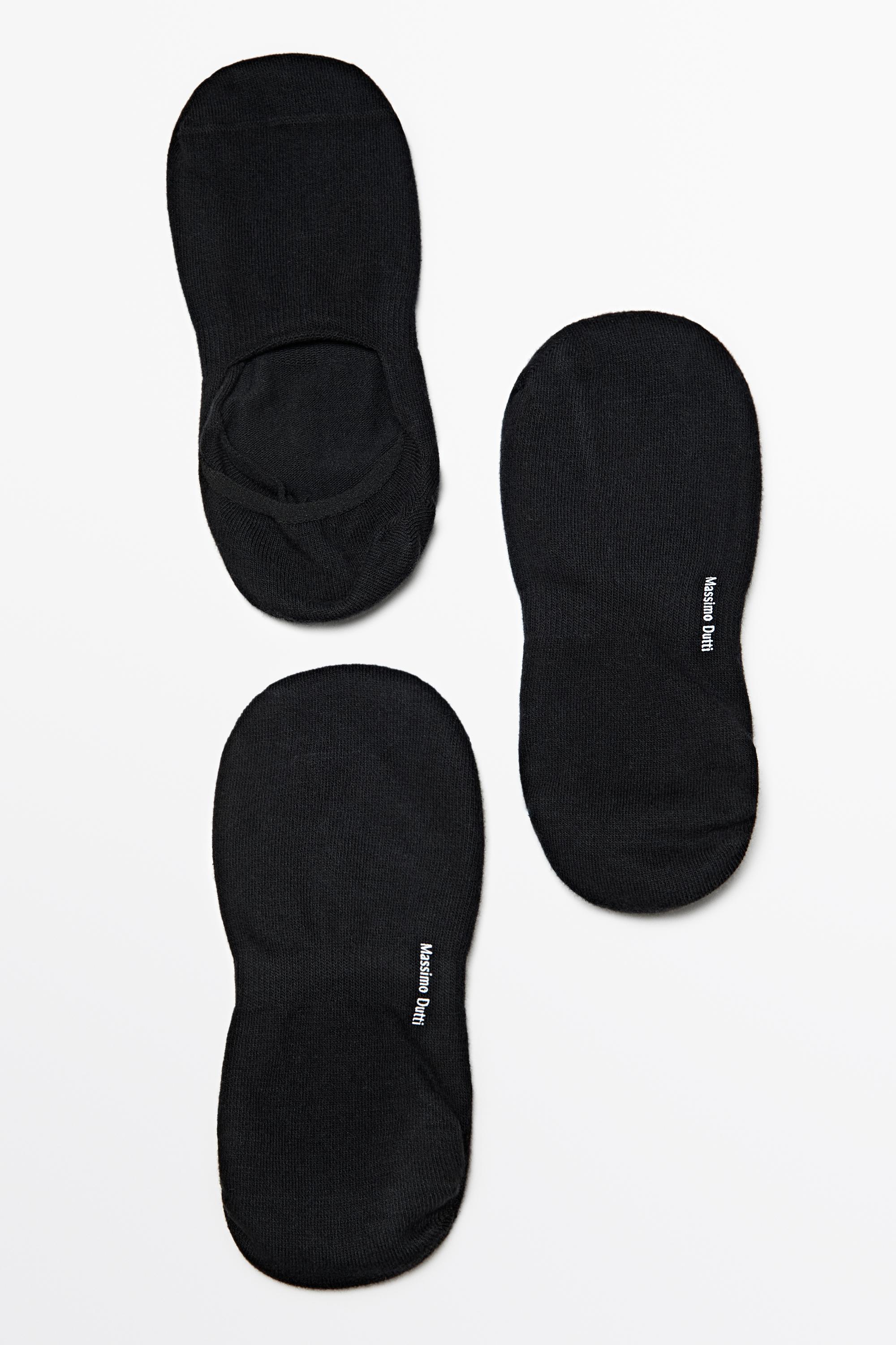 Pack of 3 pairs of no-show cotton blend socks — BLACK