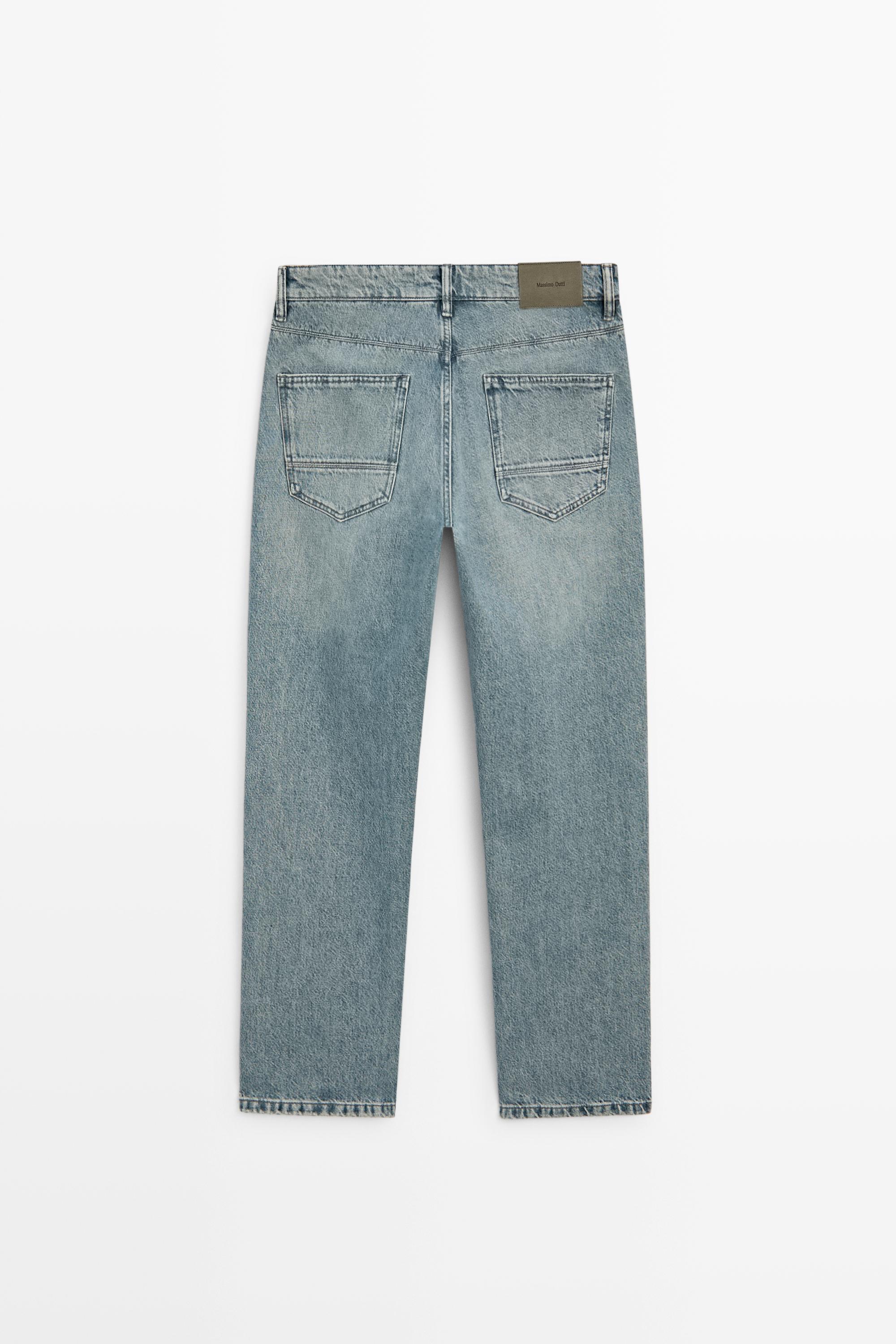 Stonewashed tapered-fit jeans — BLUE