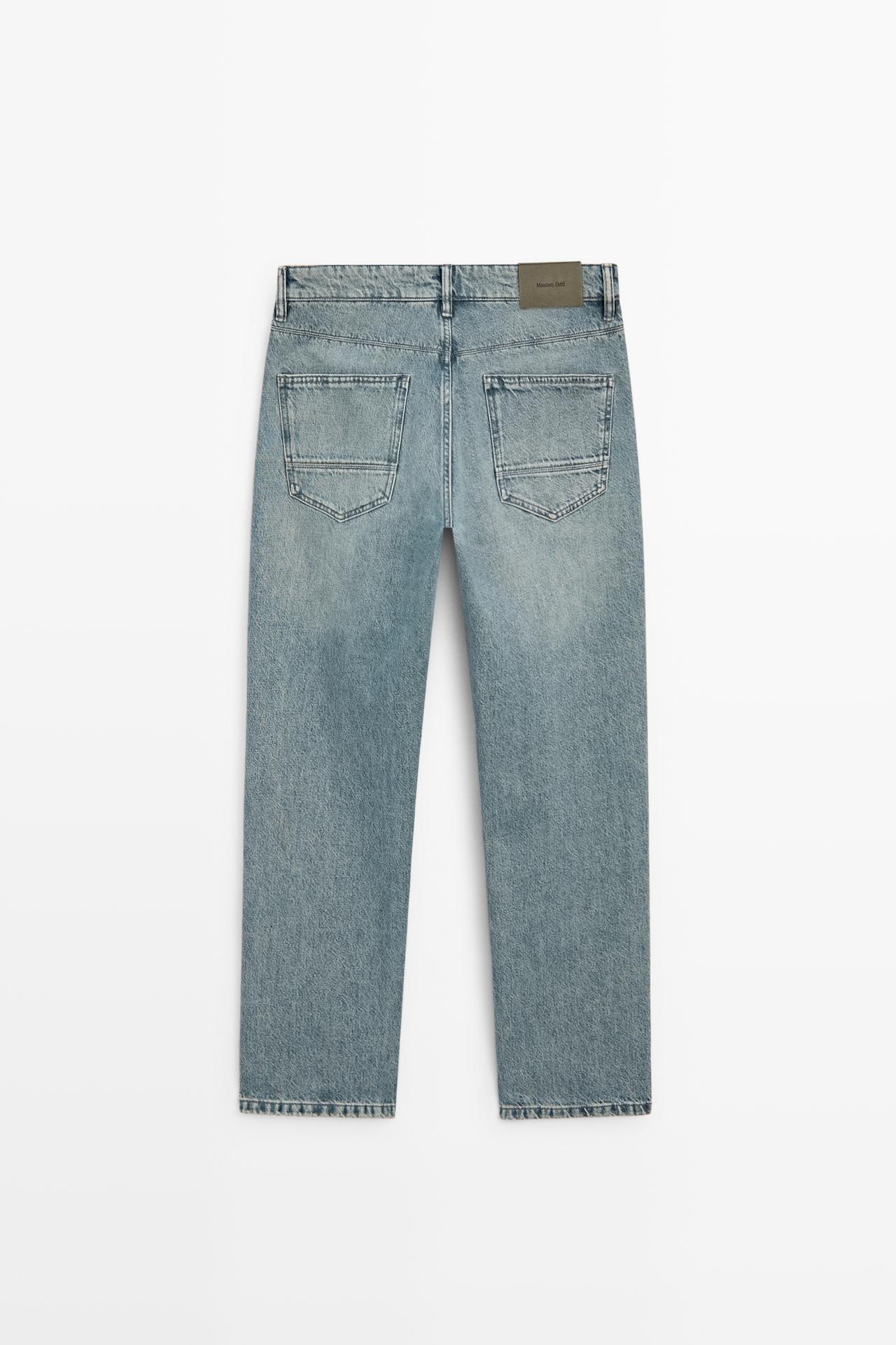 Stonewashed tapered-fit jeans — BLUE