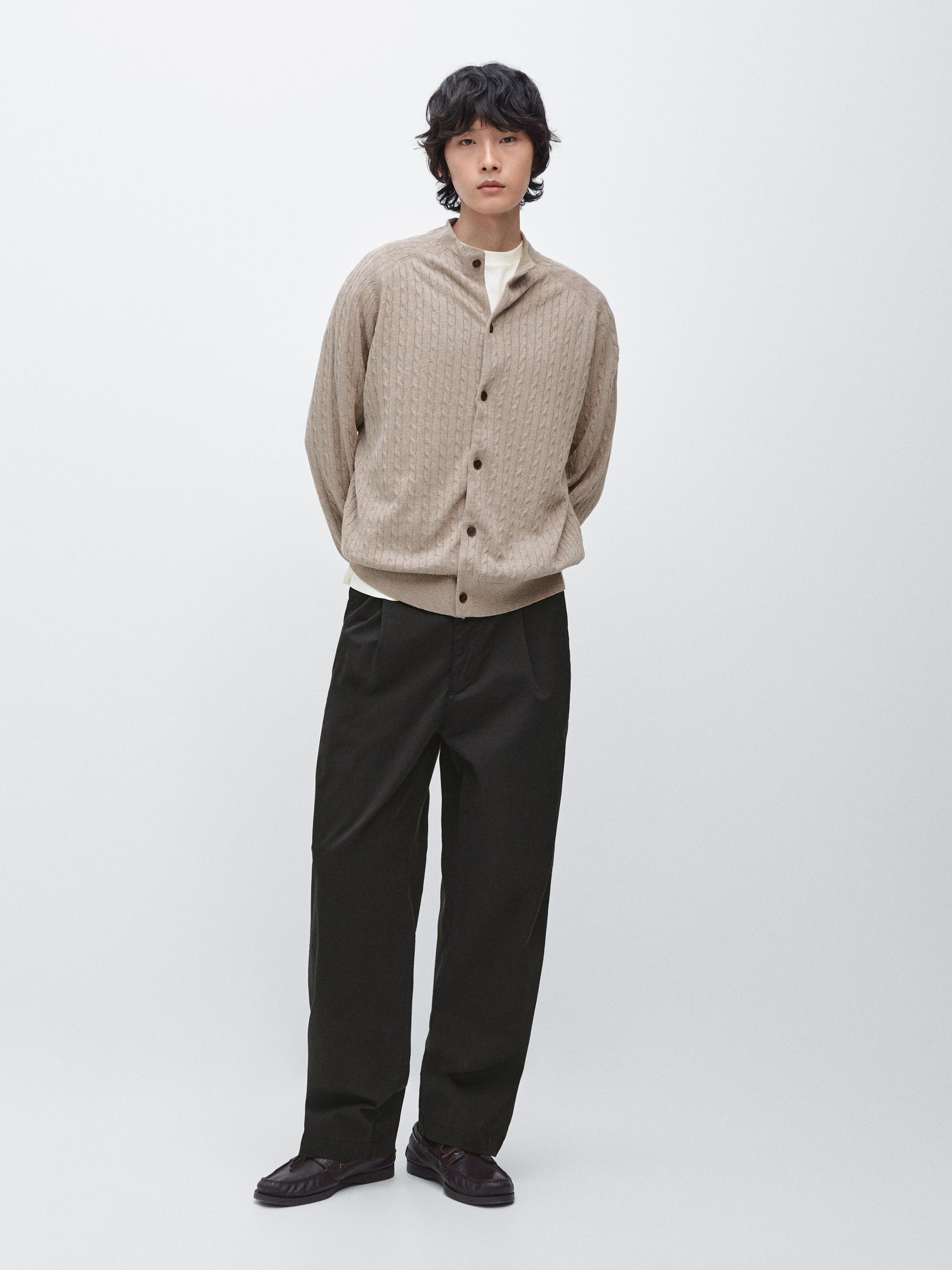Cotton blend knit cardigan with button details