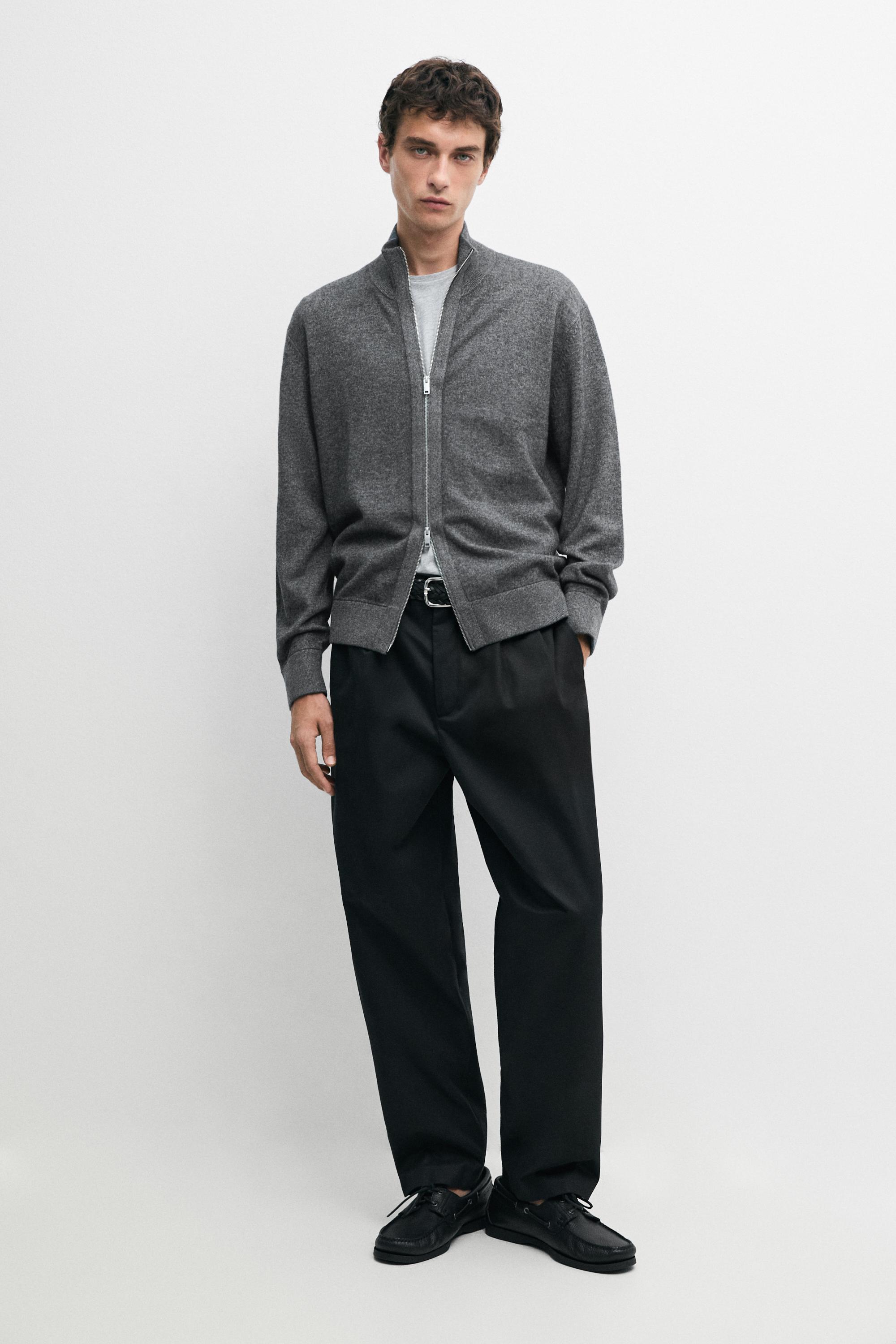 Wool blend cardigan with zip detail