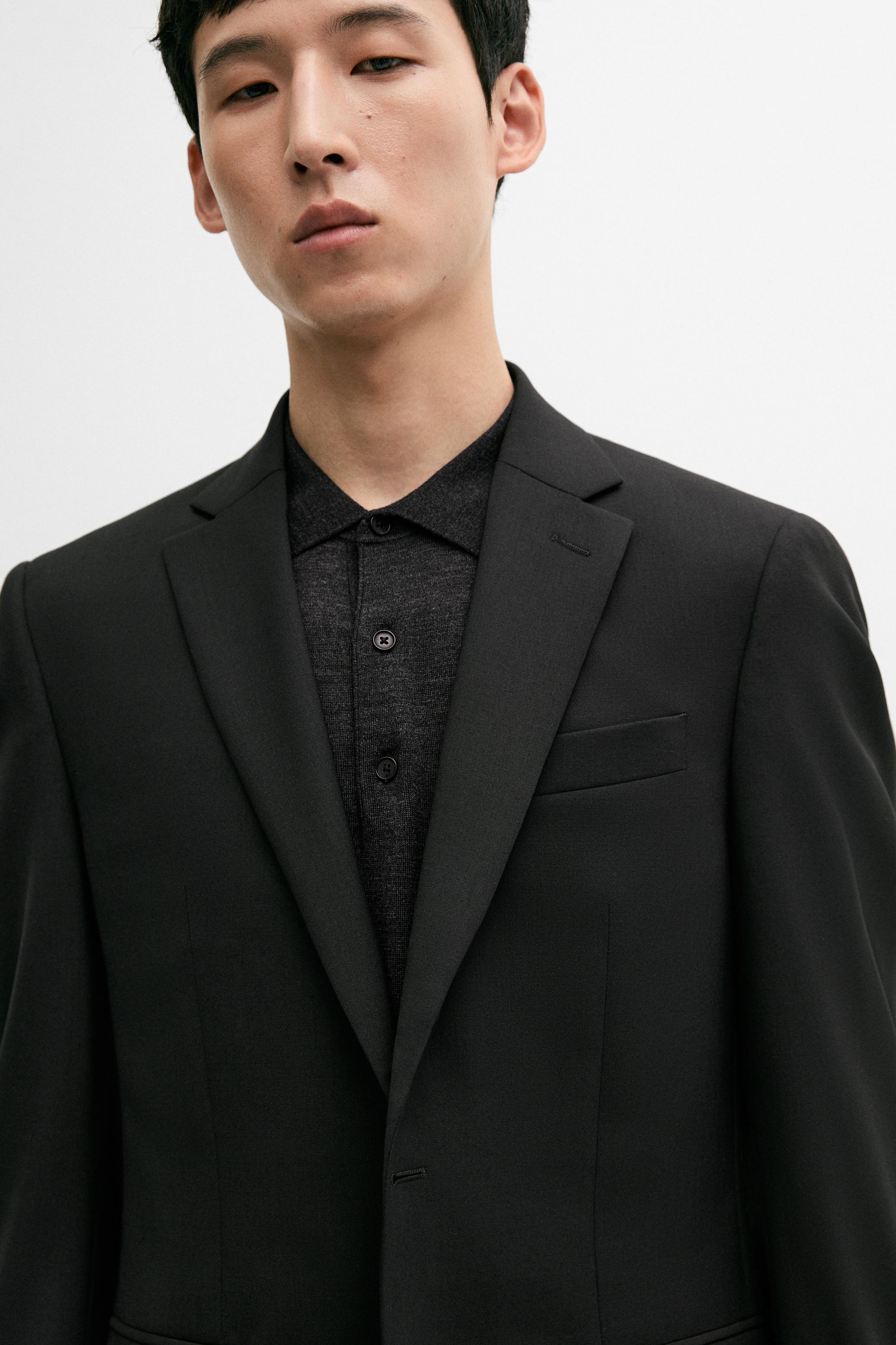 100% cool wool suit blazer — BLACK