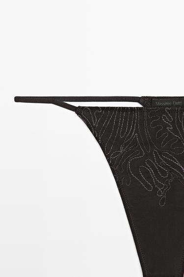 Thong with embroidered detail — CHARCOAL 7
