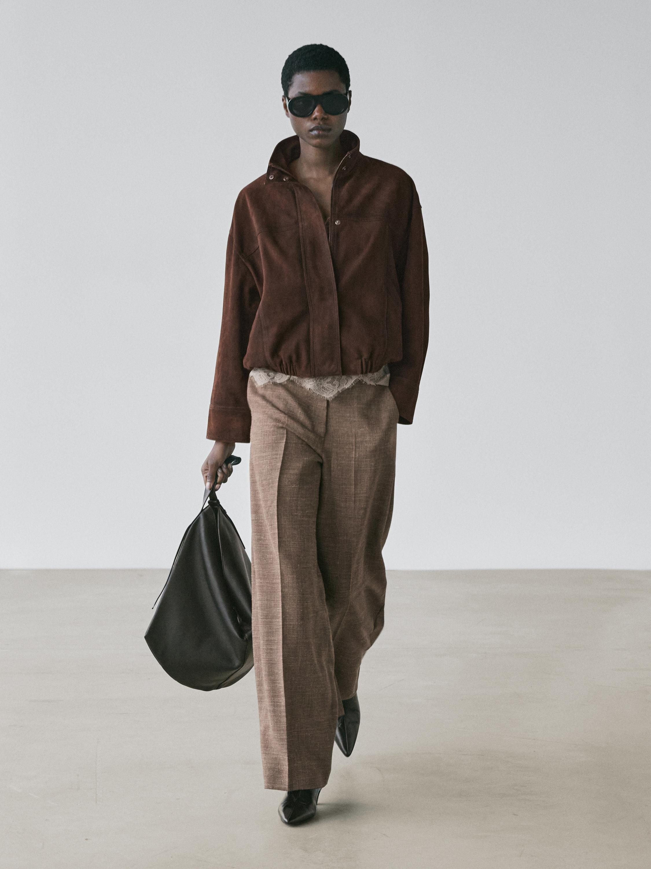 Pantalón ancho volumen con lana