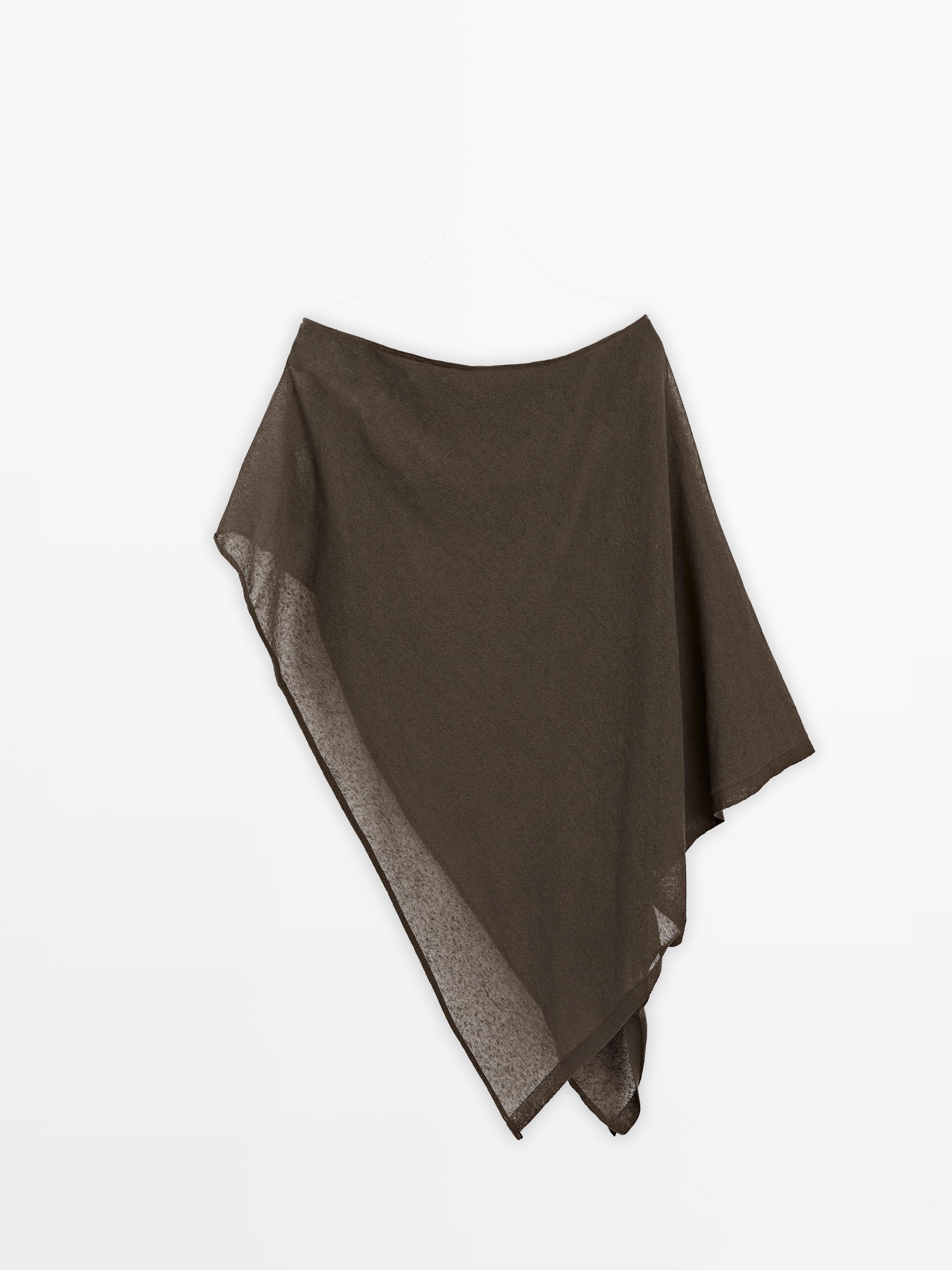 Asymmetric linen blend cape