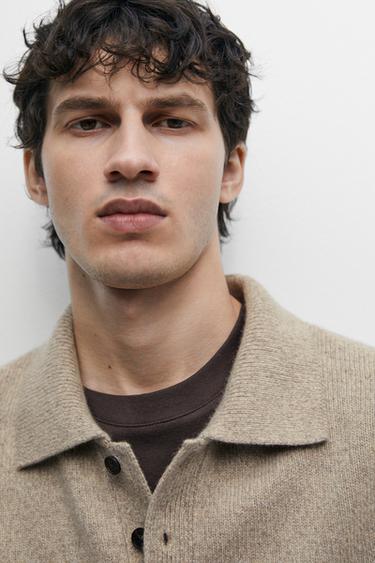 100% wool knit polo sweater — Light Beige 8