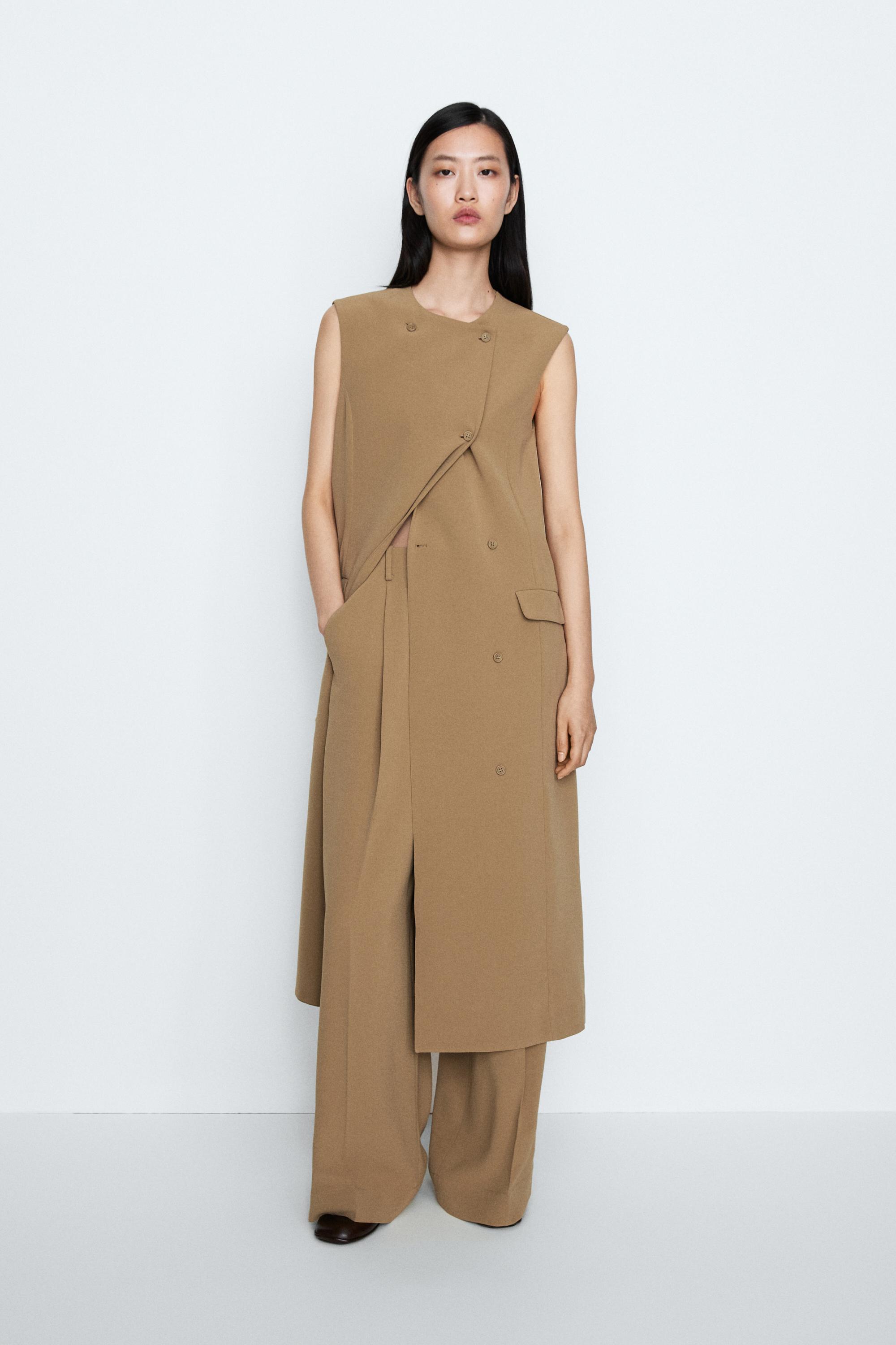 Flowing wide-leg darted pants - STUDIO — Caramel