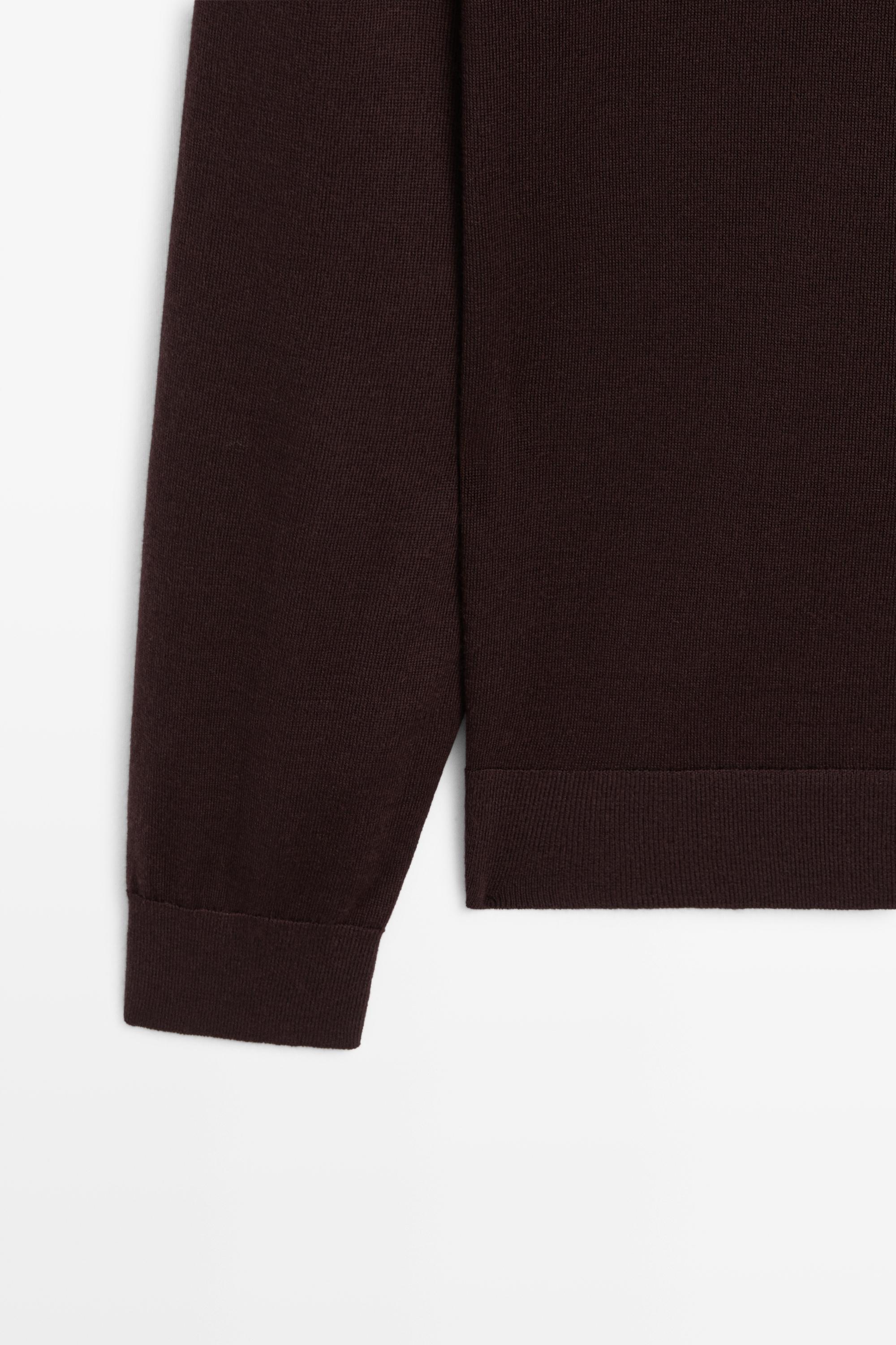 100% merino wool knit polo sweater — BURGUNDY