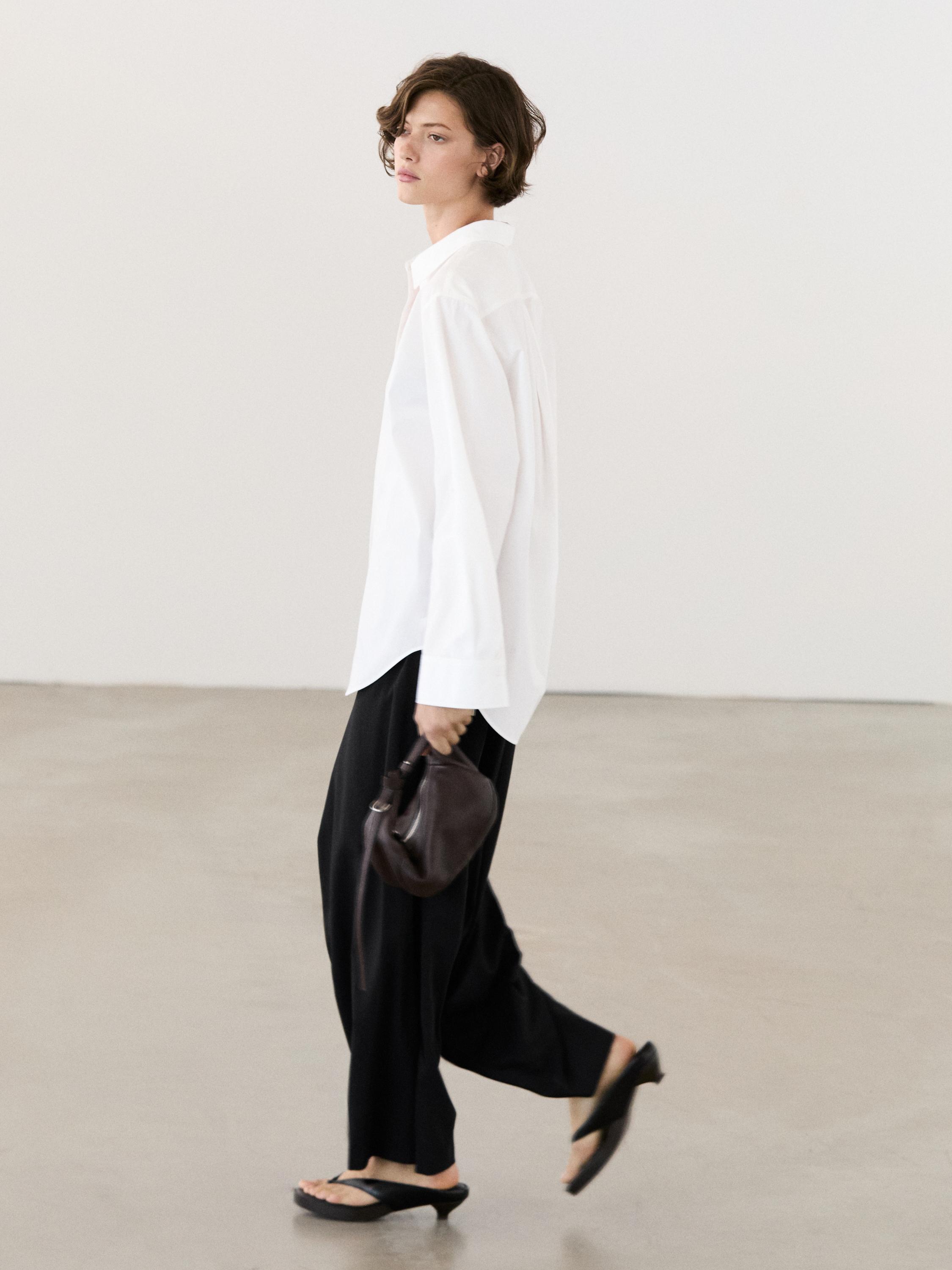 100% cotton poplin shirt — WHITE
