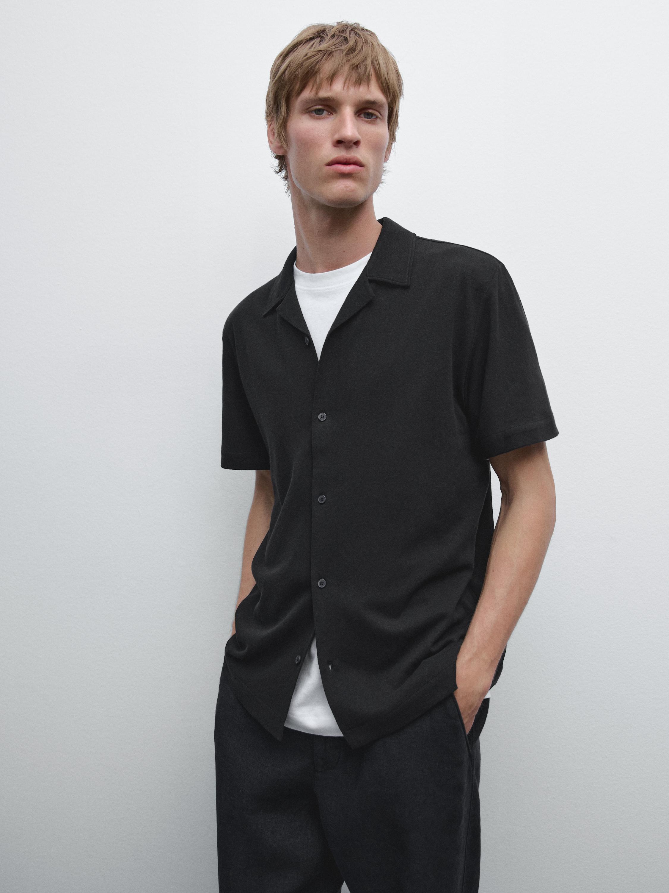 Short sleeve shirt with linen