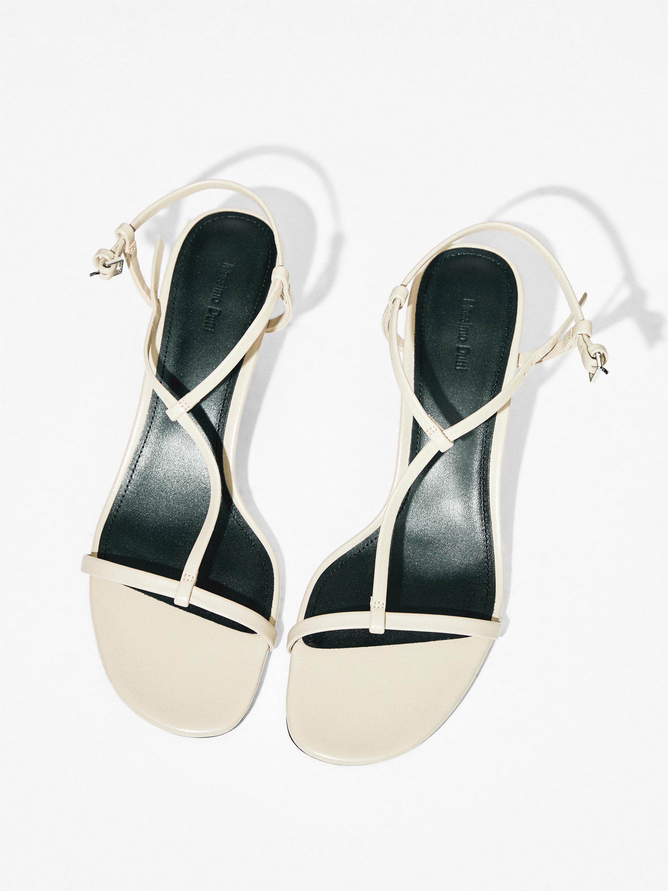 Strappy mid-heel sandals — CREAM