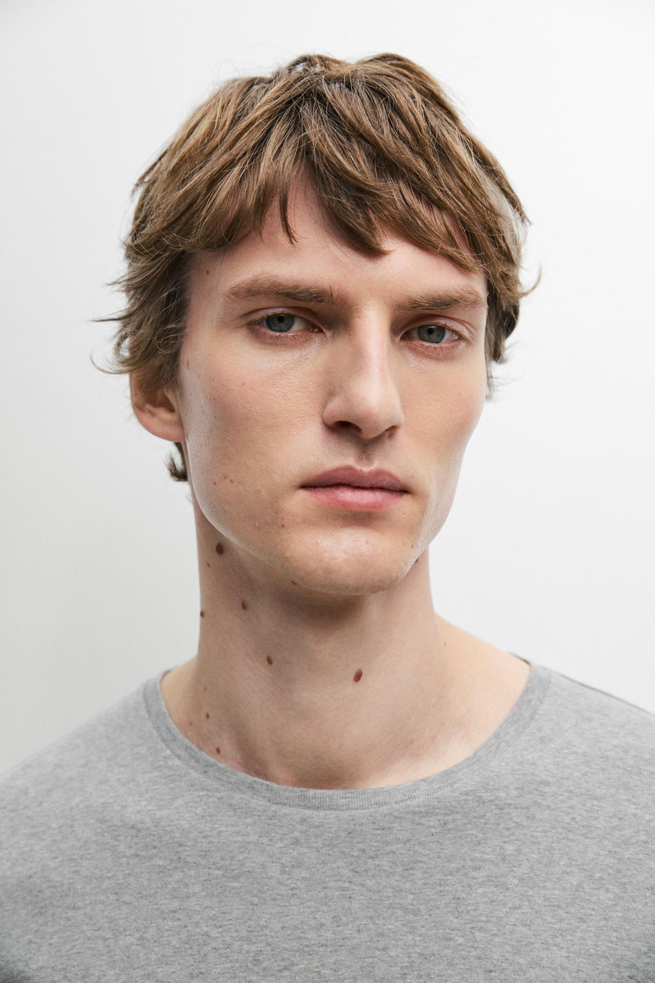 Melange 100% cotton short sleeve T-shirt — GREY MARL