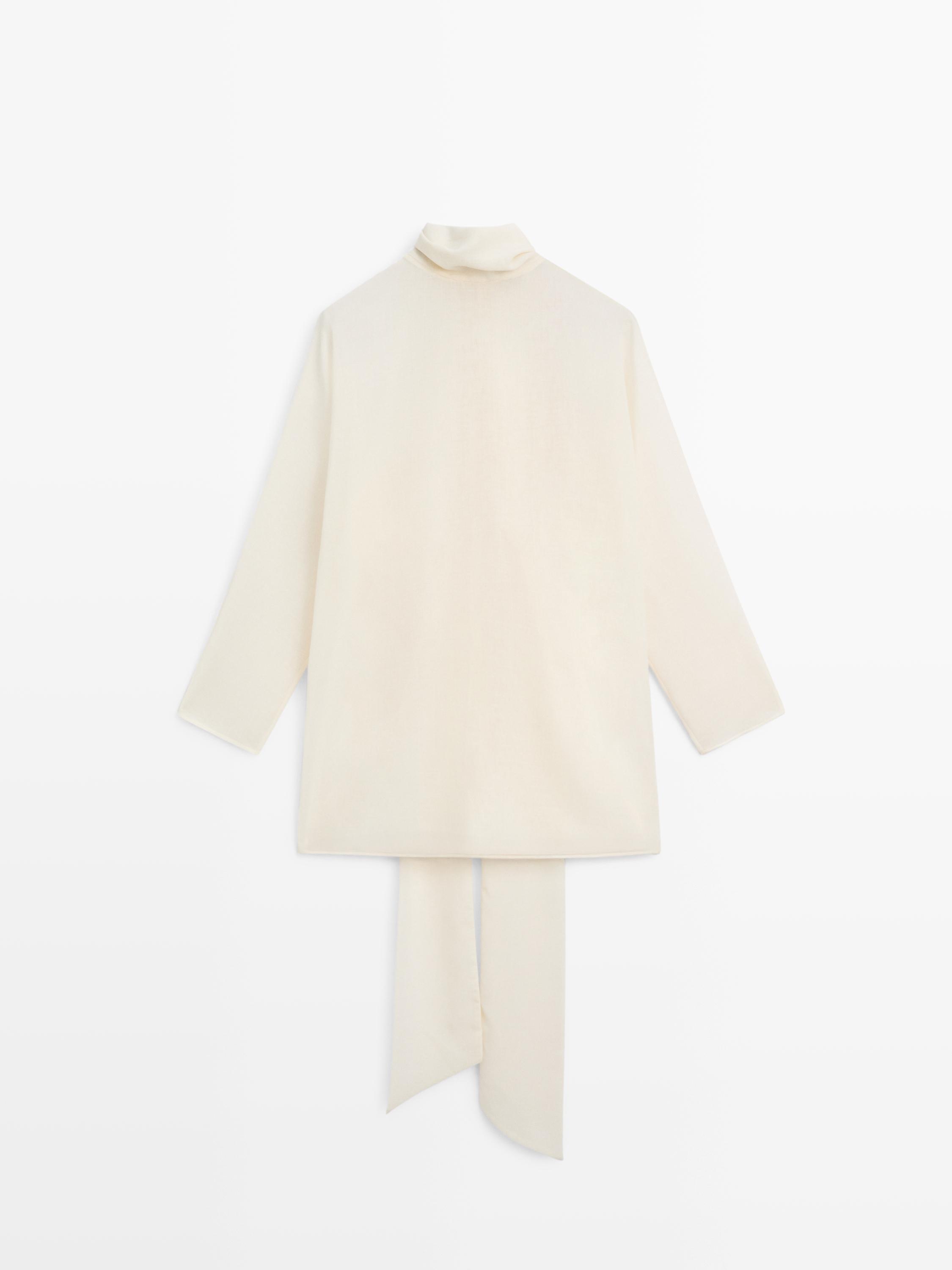 Flowing blouse with tie detail - STUDIO — CREAM