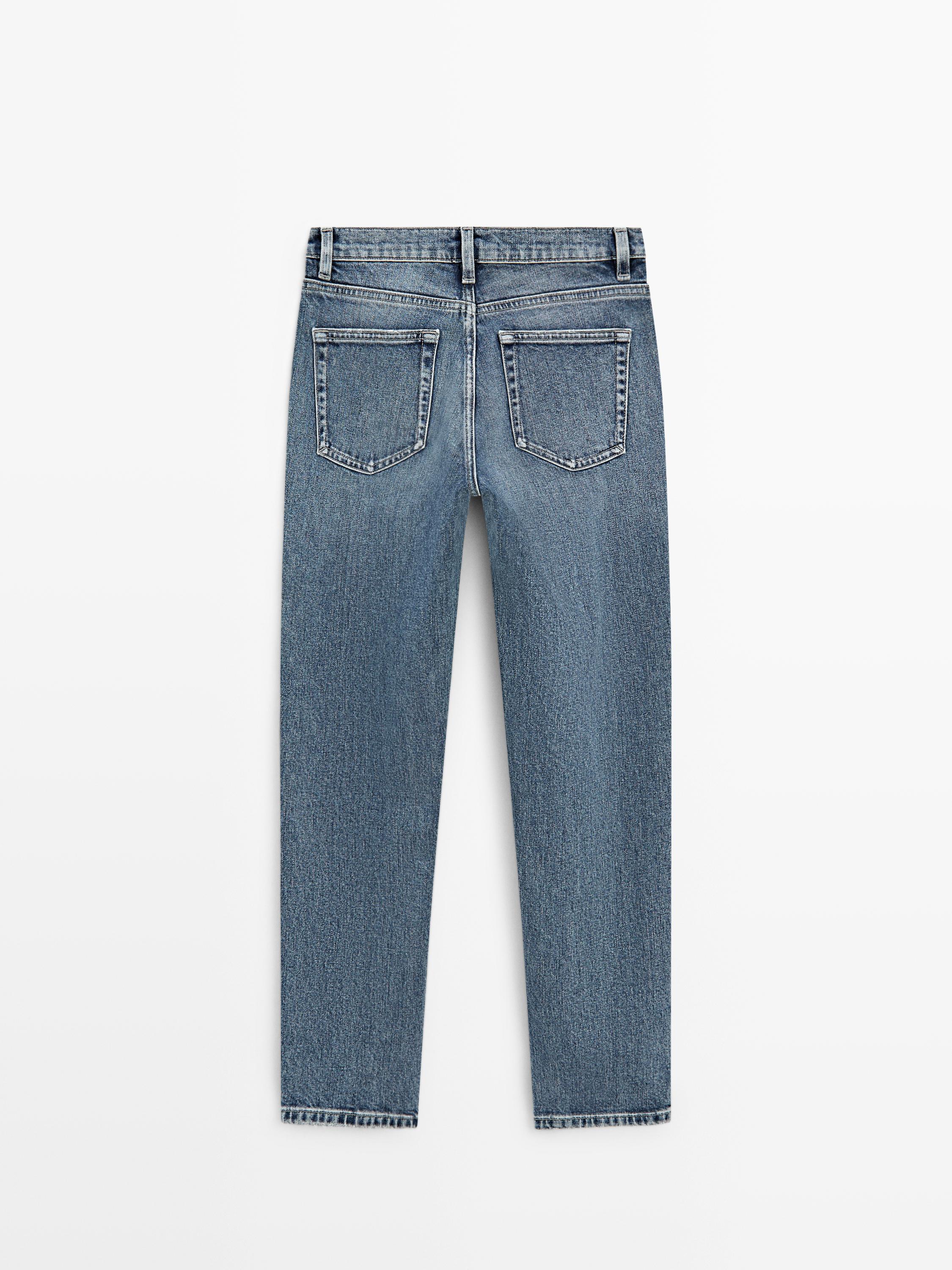 Mid-rise cropped slim fit jeans — MEDIUM BLUE