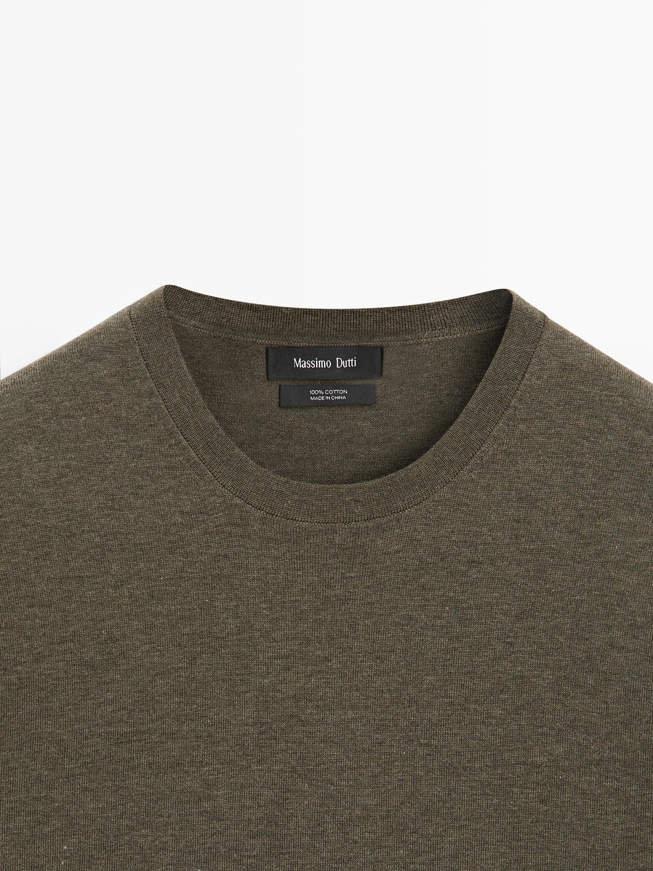 100% cotton short sleeve knit sweater — GREEN