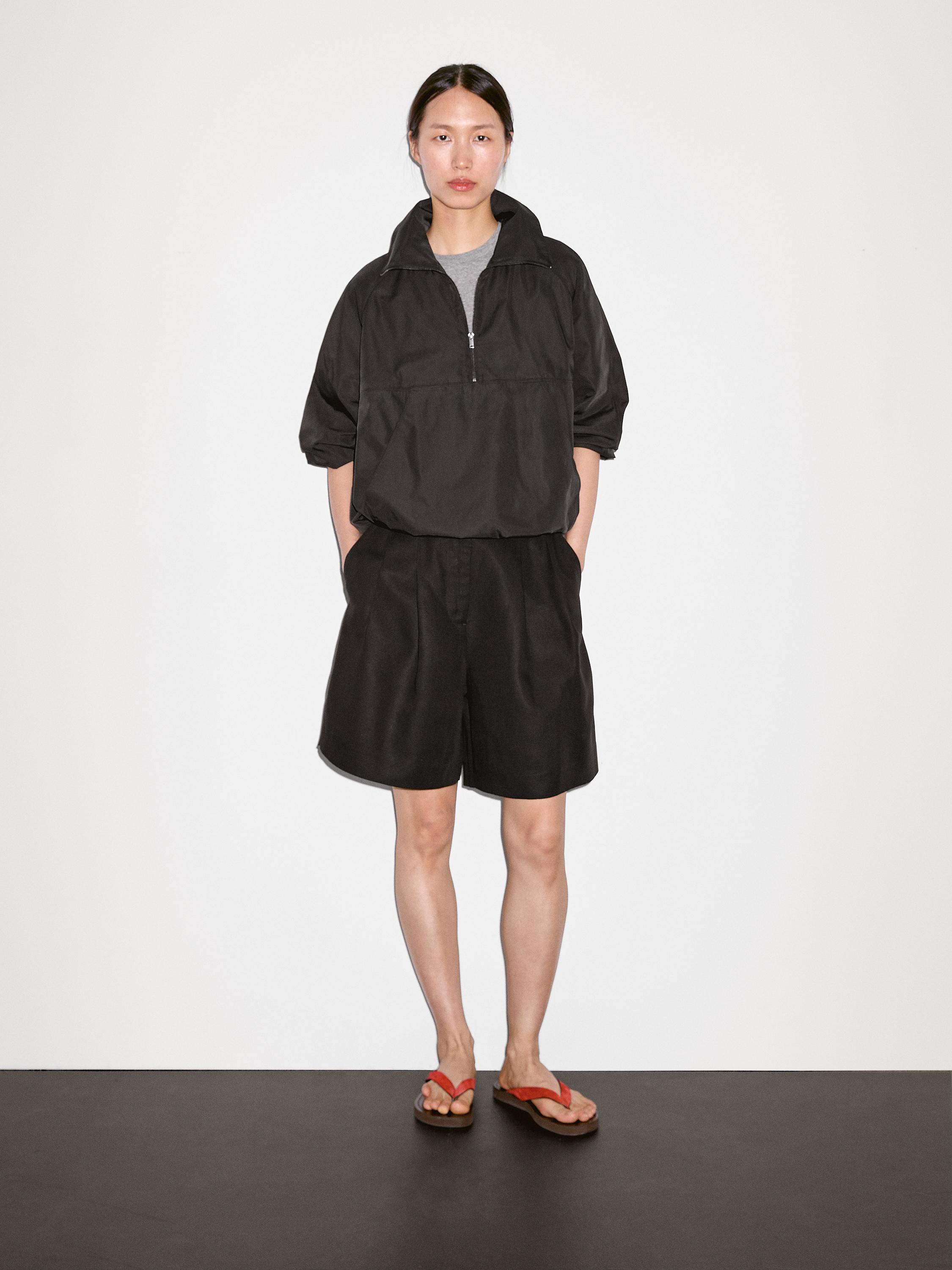 Technical fabric sweatshirt with zip detail