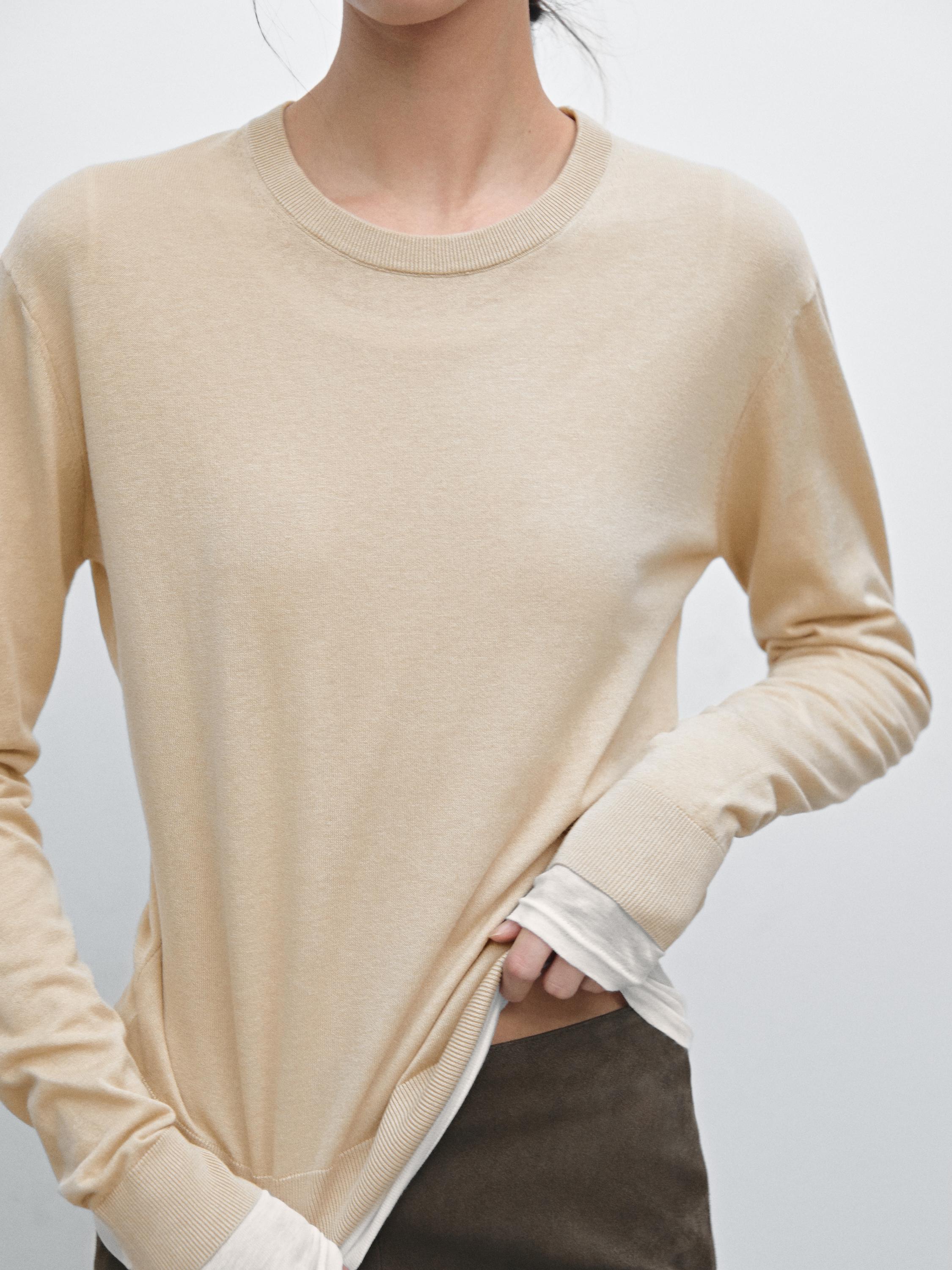 Cotton blend knit sweater