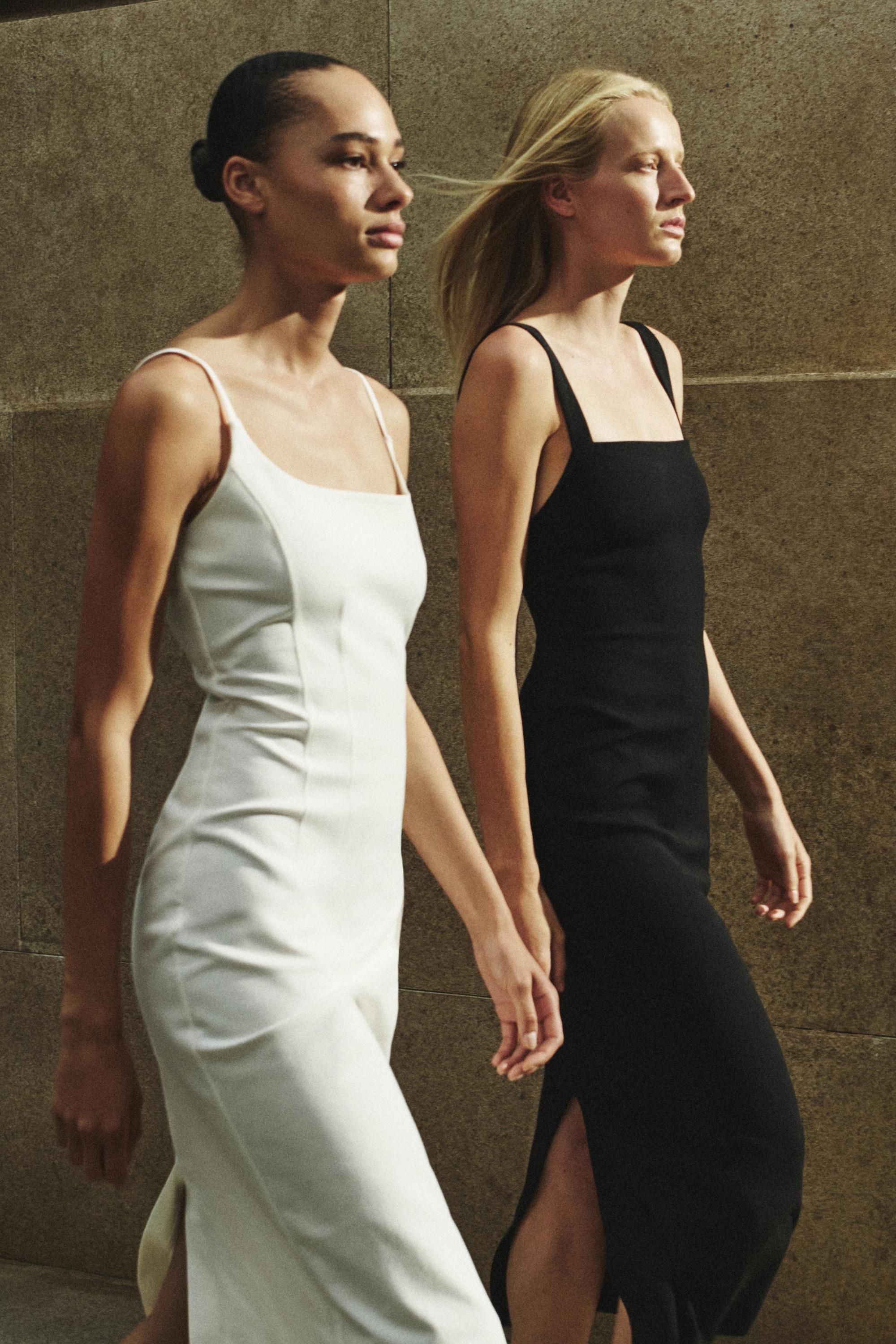 Strappy midi dress — Black