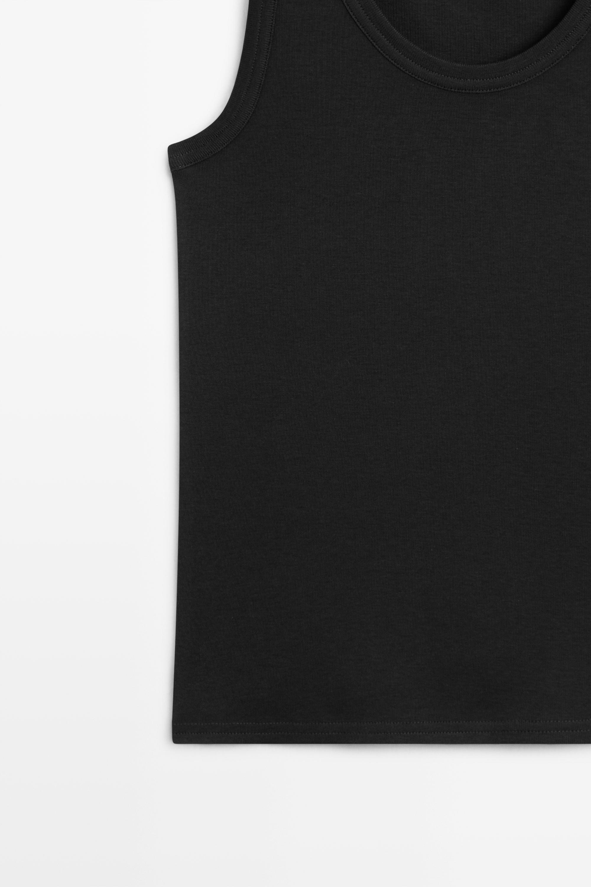 Sleeveless 100% cotton T-shirt — BLACK