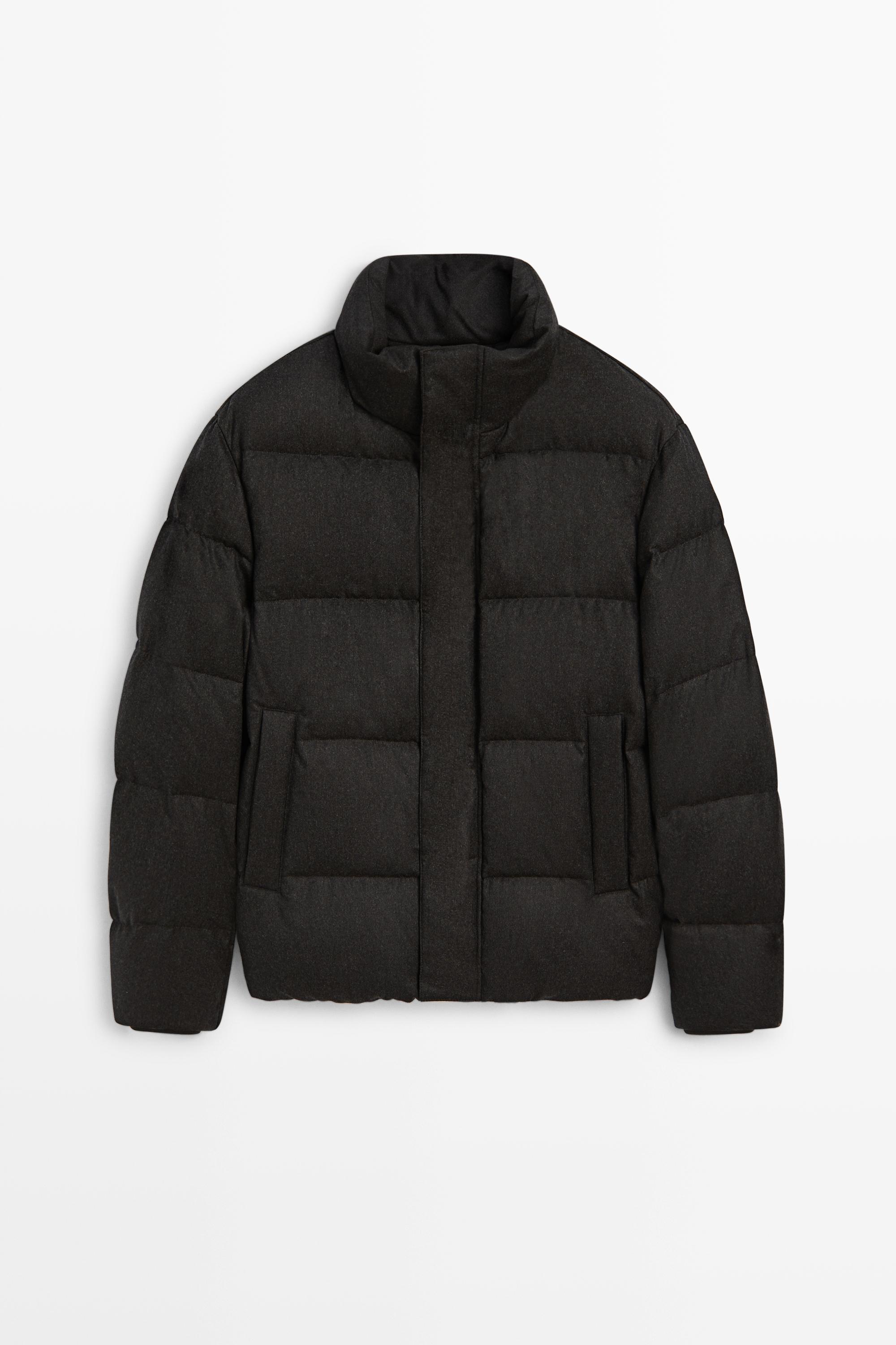 Chaqueta plumífero cuello subido 100% lana