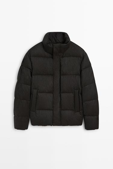 100% WOOL HIGH NECK DOWN JACKET — BROWN TONES 2