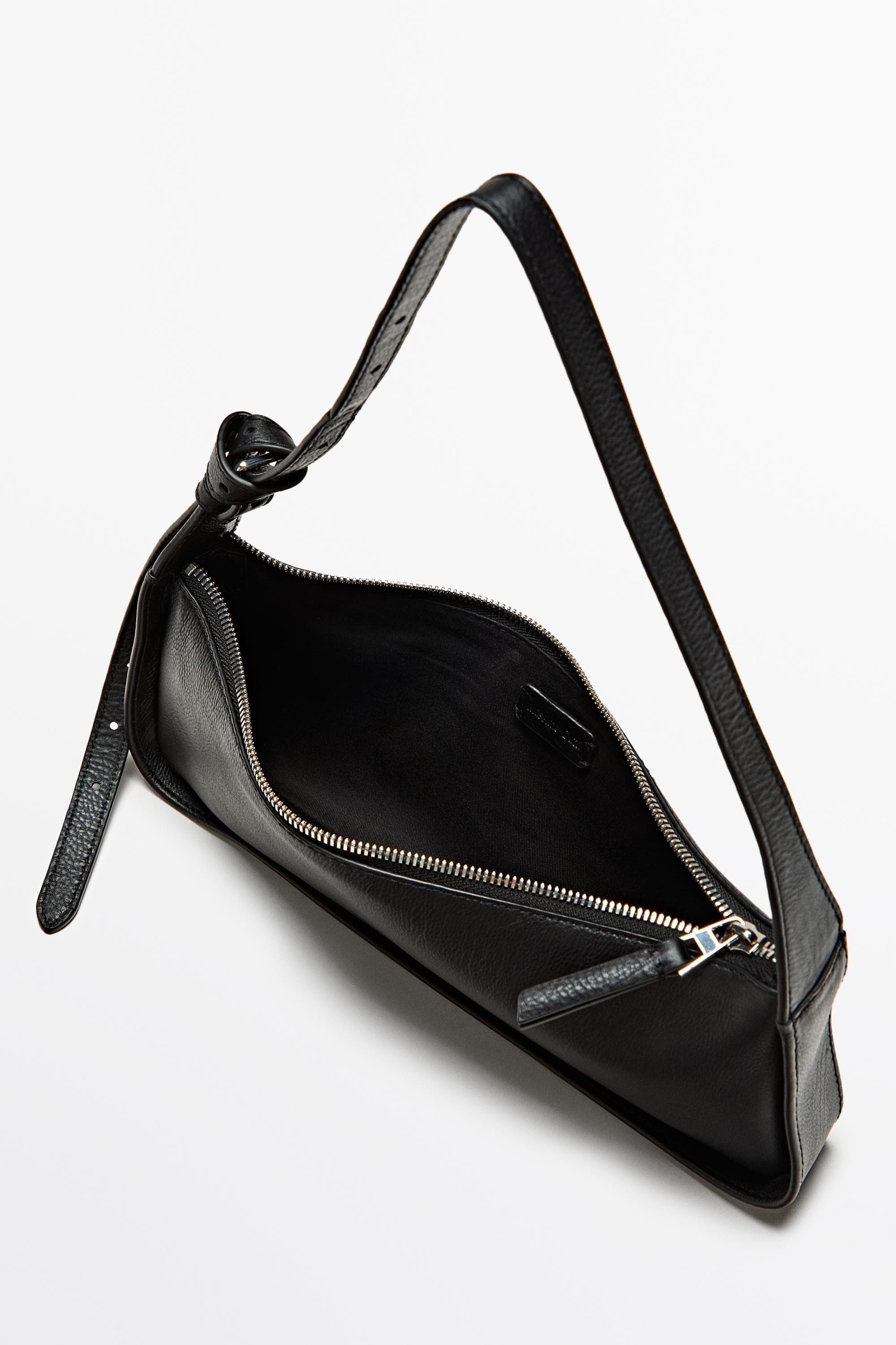 Mini leather shoulder bag — BLACK