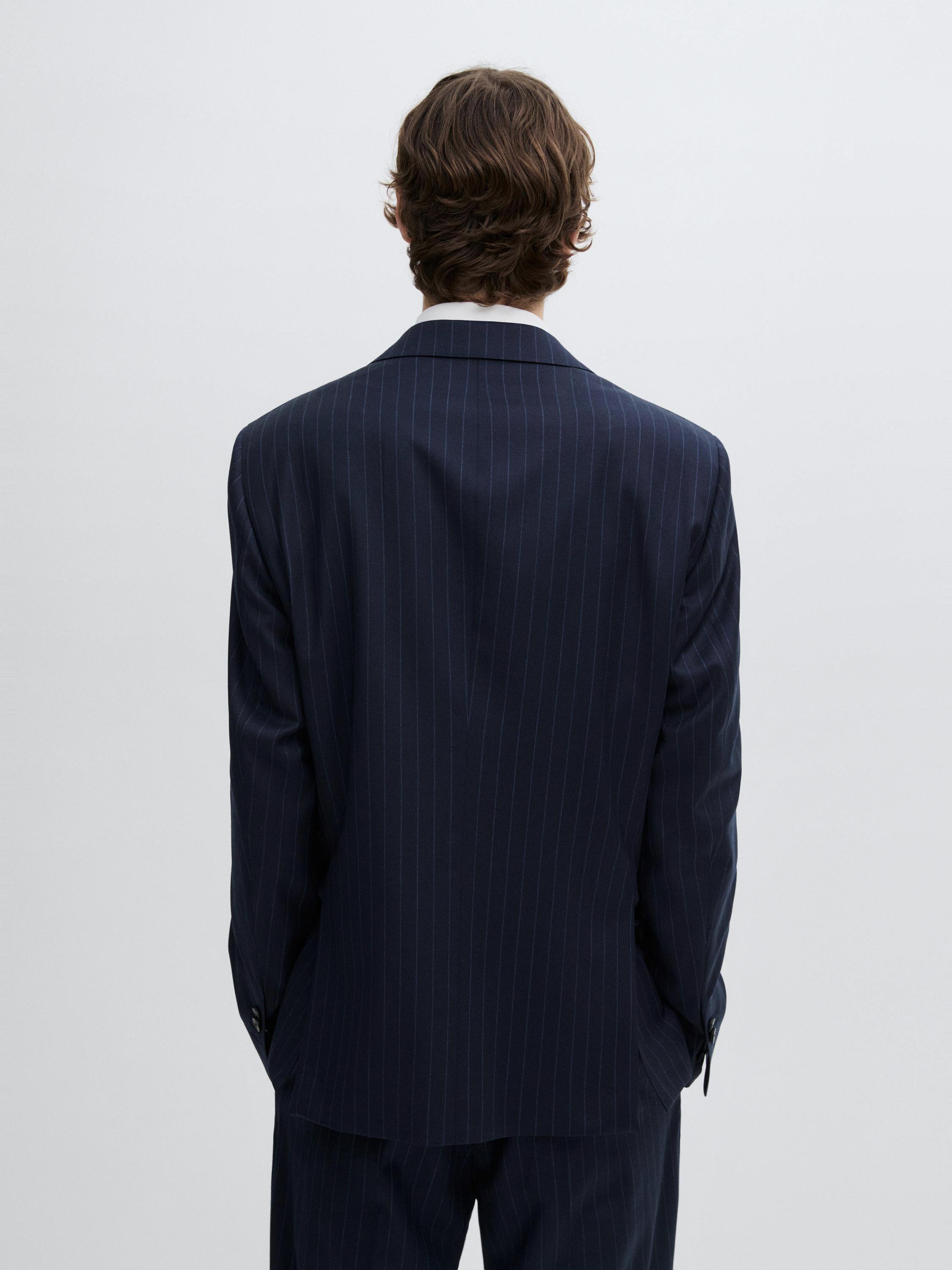 100% wool striped suit blazer