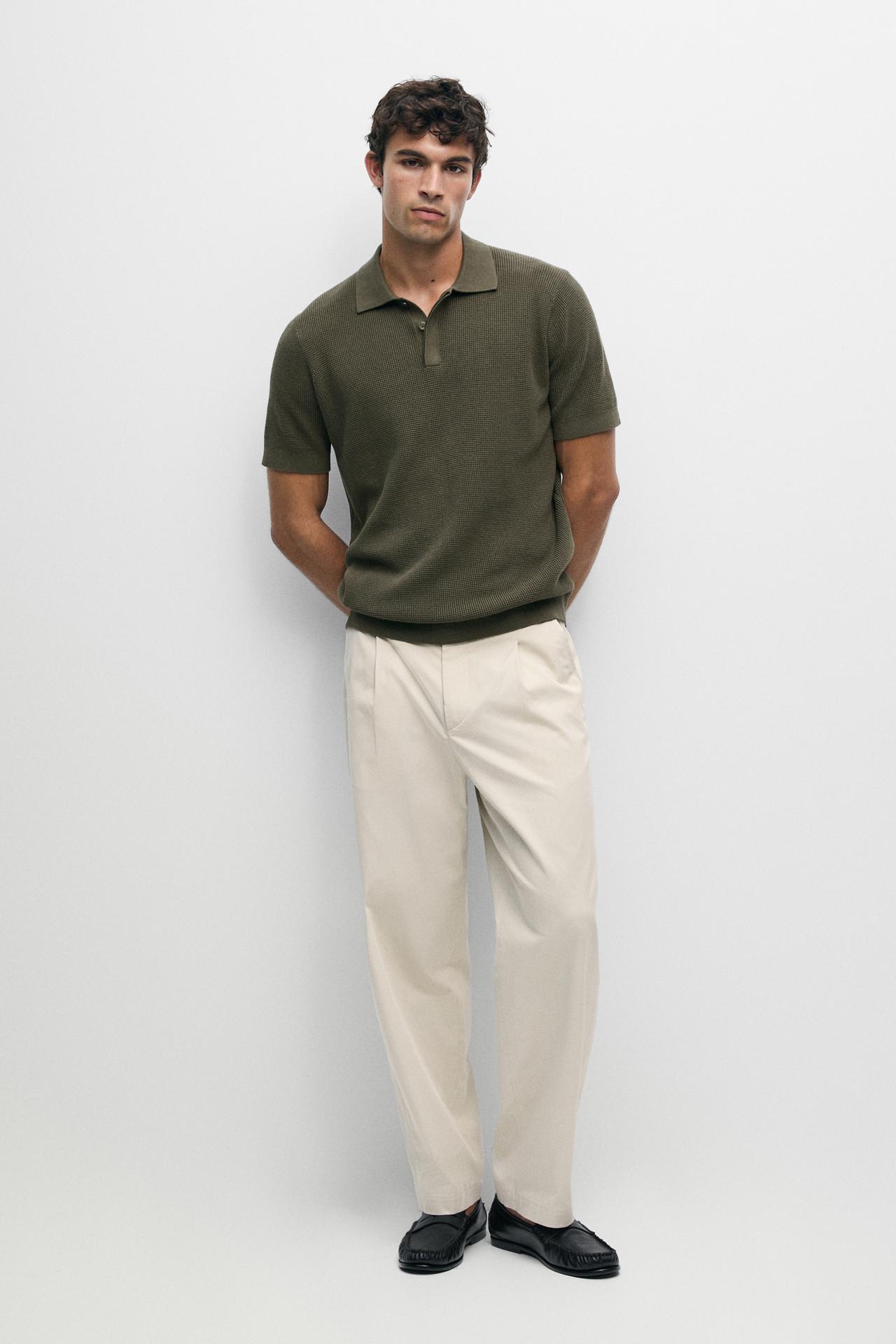 100% cotton short sleeve polo shirt — MEDIUM KHAKI