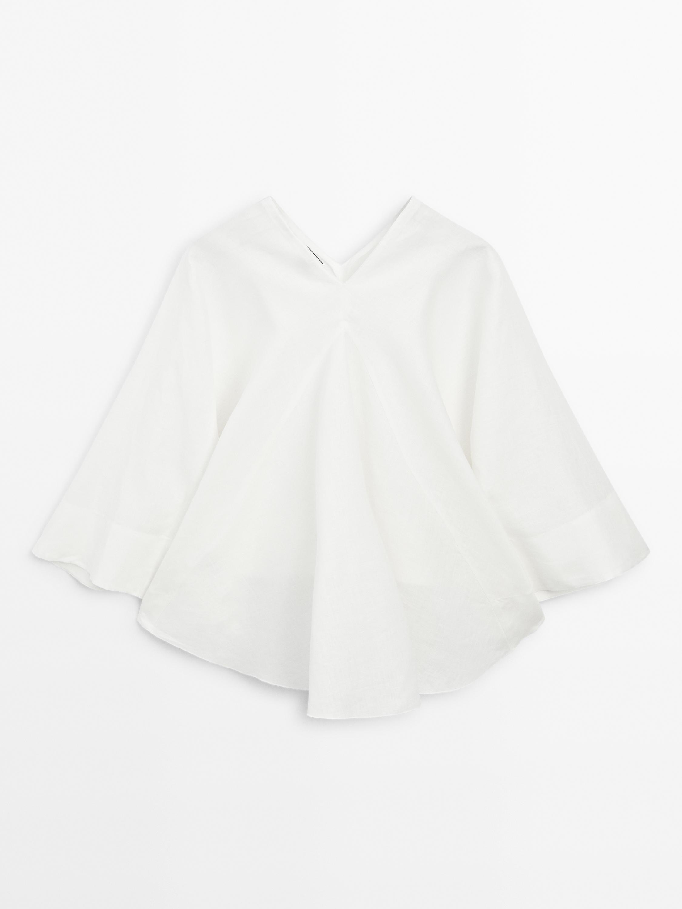 Flowing linen cape shirt - Studio
