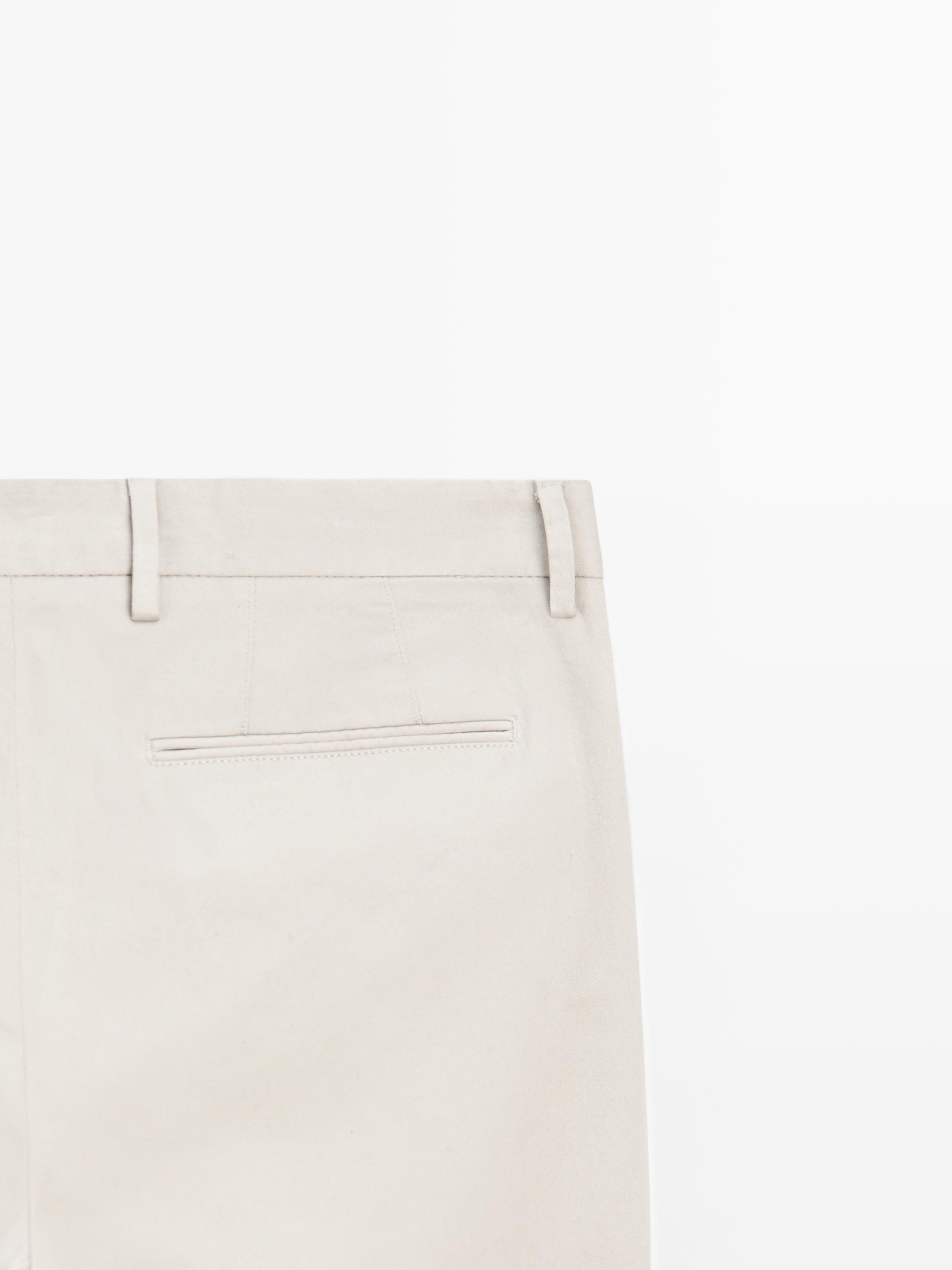 Slim fit cotton blend trousers