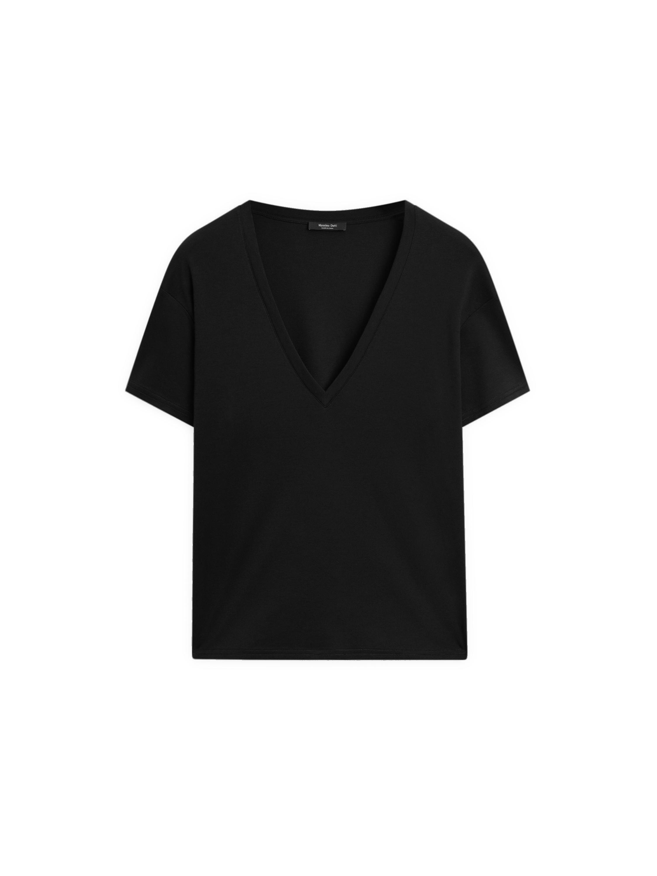 ★ Massimo Dutti★ 100% Cotton V-Neck T-Shirt 06831935800 100% cotton V-neck T-shirt · Brown, White, Black · Circular