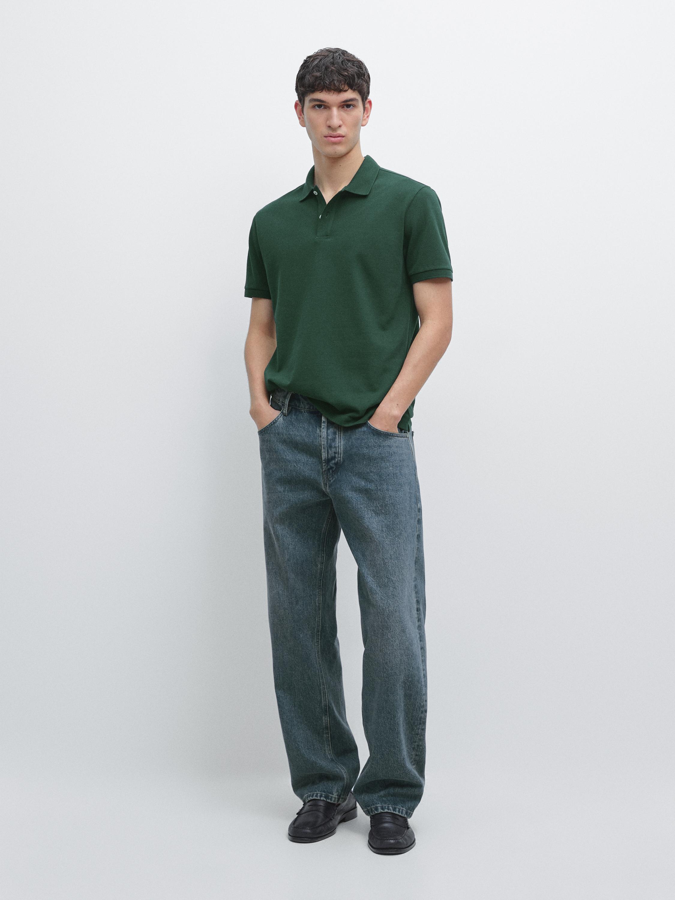 Micro textured cotton polo shirt