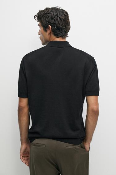 100% cotton knit polo sweater — BLACK 5