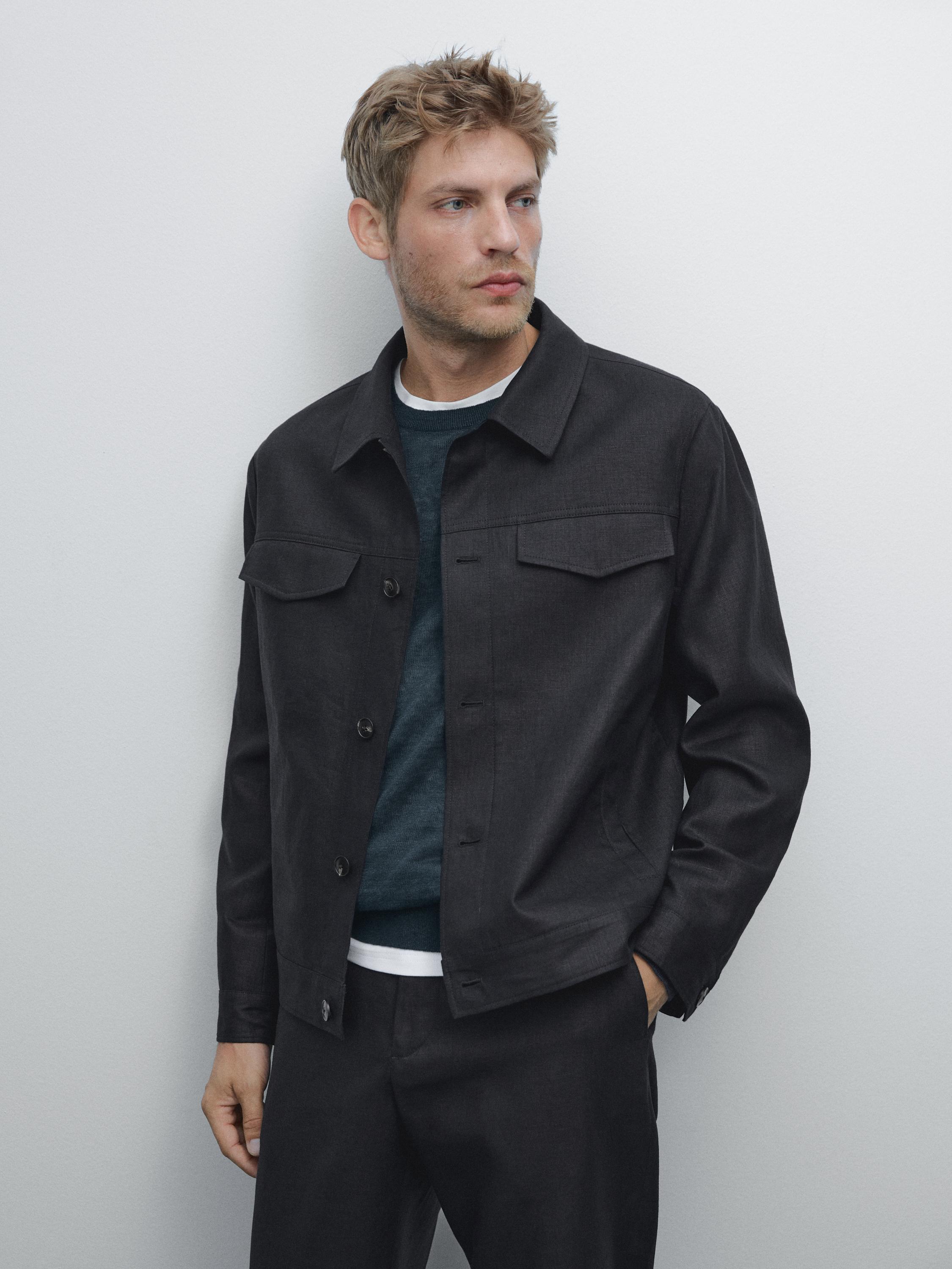 Geacă total look din in 100%