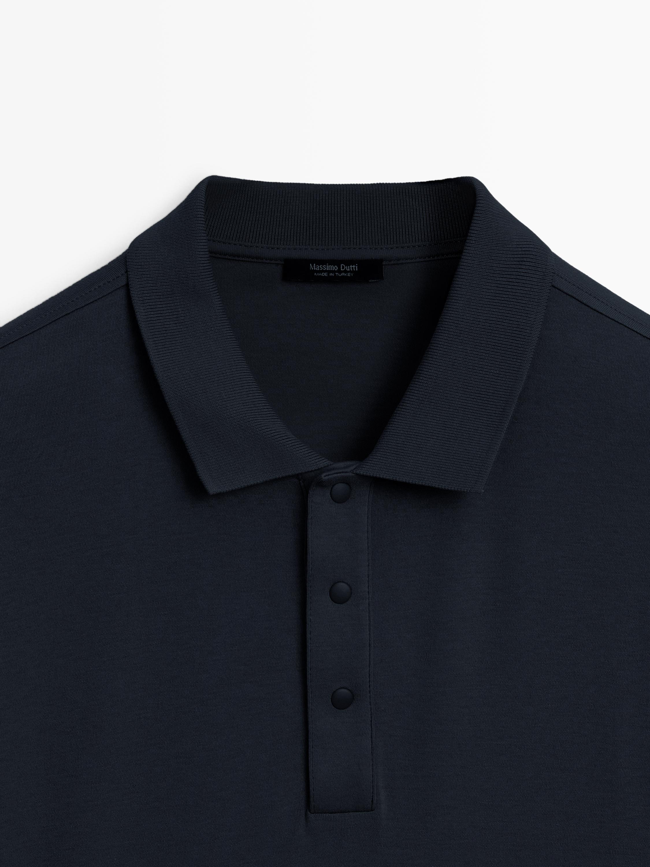 Short sleeve cotton polo shirt — NAVY BLUE