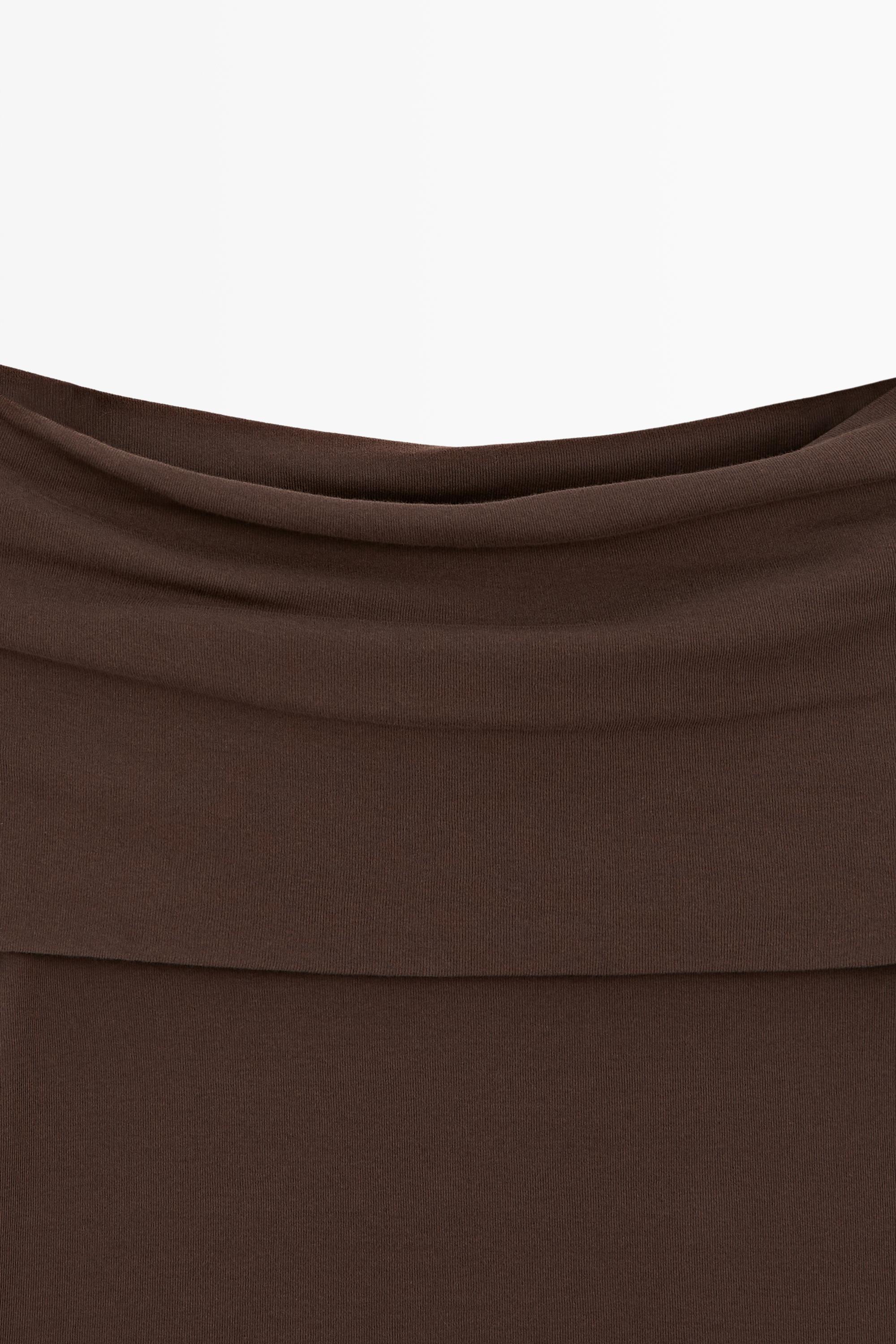 Cotton off-the-shoulder top — BROWN